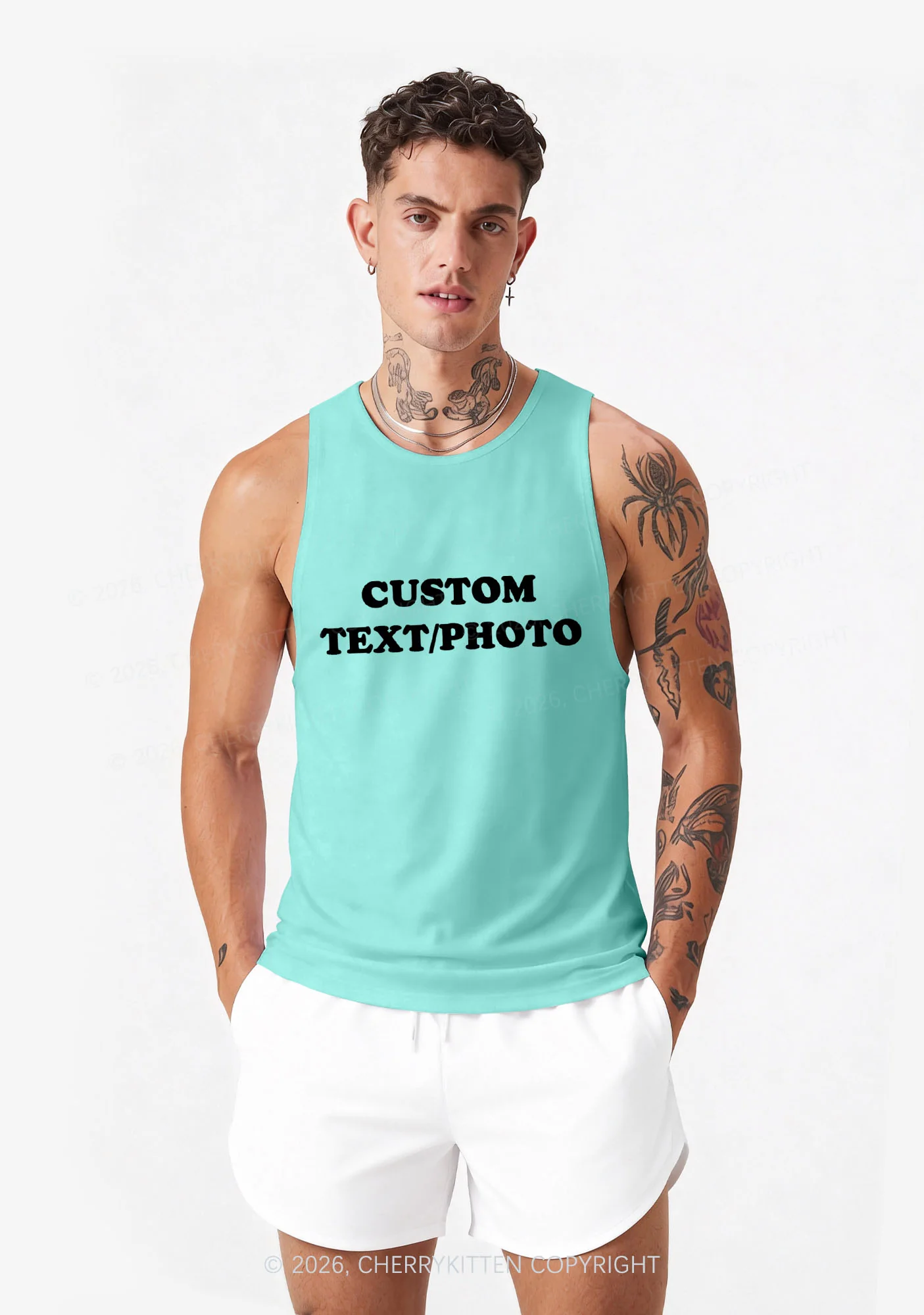 Custom Personalized Text Y2K Men Racerback Tank Top Cherrykitten - Image 4