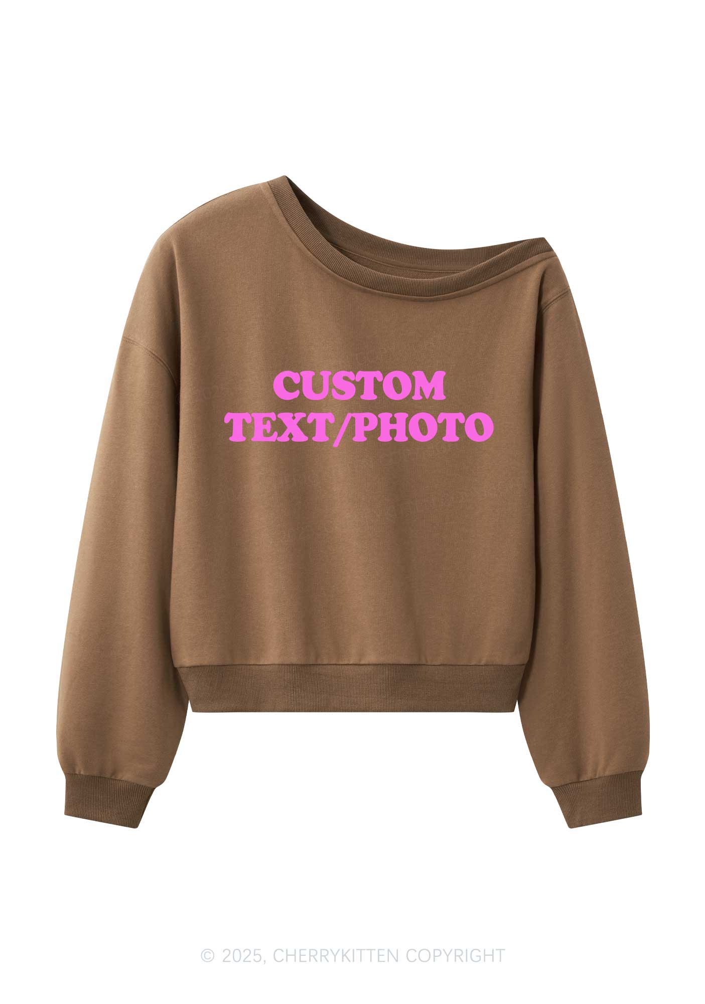 Custom Personalized Text Y2K Off Shoulder Sweatshirts Cherrykitten - Image 6