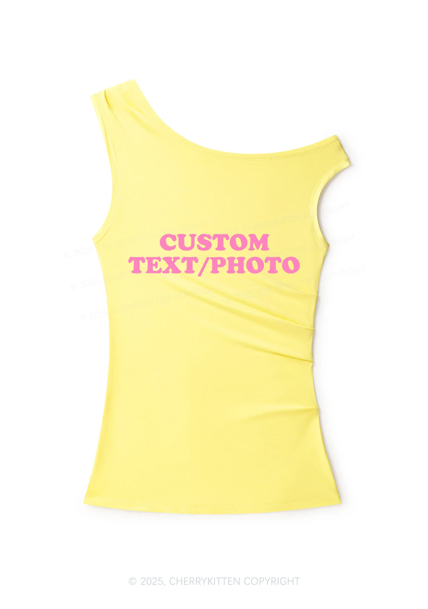 Custom Personalized Text Y2K Off Shoulder Tank Top Cherrykitten - Image 4