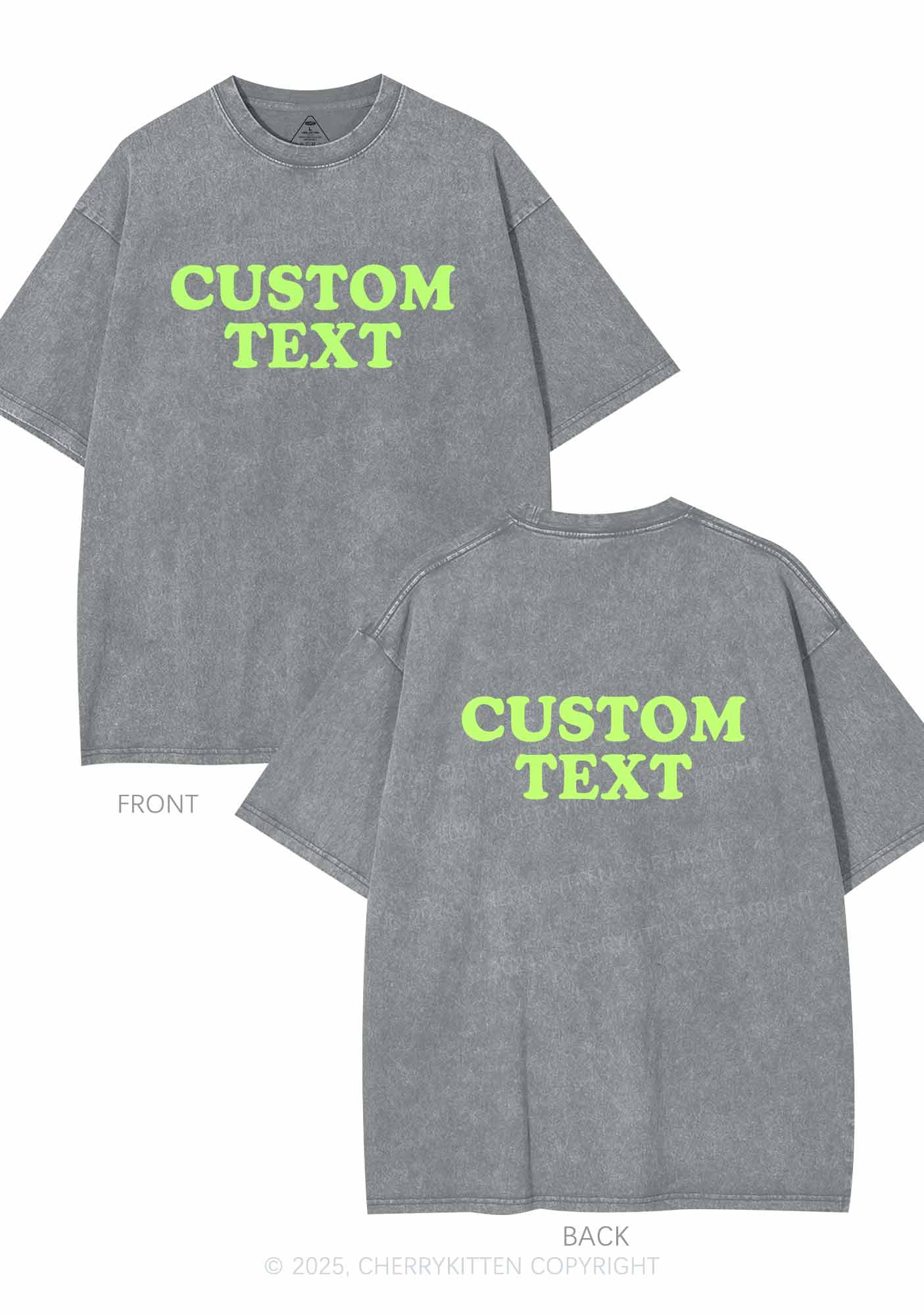 Custom Personalized Text Two Sides Y2K Shirts Washed Tee Cherrykitten - Image 10