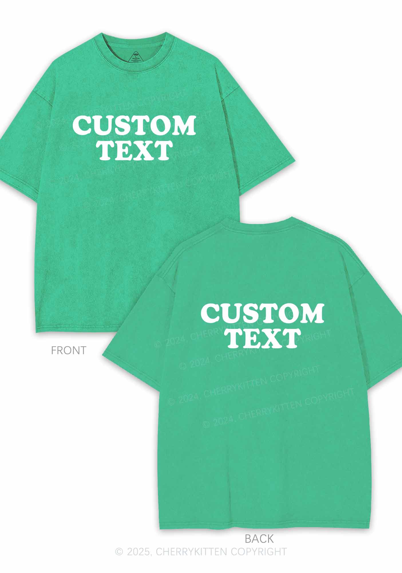 Custom Personalized Text Two Sides Y2K Shirts Washed Tee Cherrykitten - Image 11
