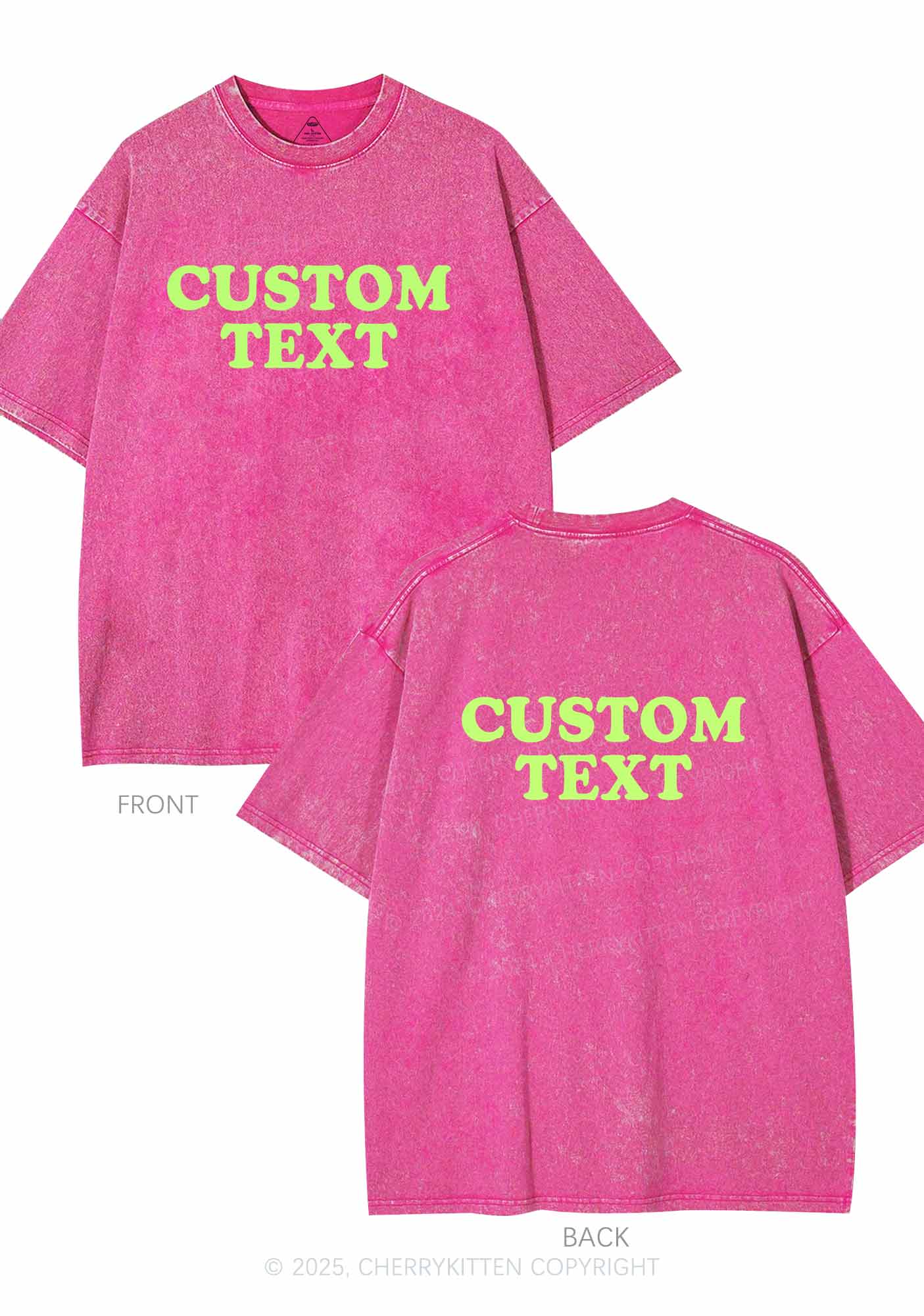 Custom Personalized Text Two Sides Y2K Shirts Washed Tee Cherrykitten - Image 6