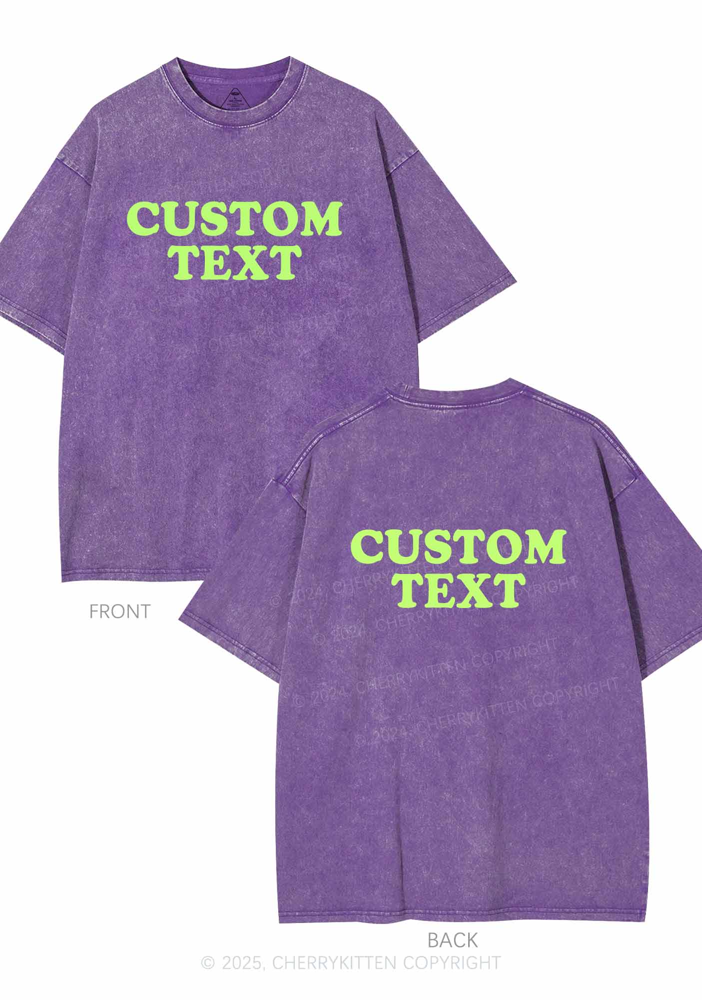 Custom Personalized Text Two Sides Y2K Shirts Washed Tee Cherrykitten - Image 7