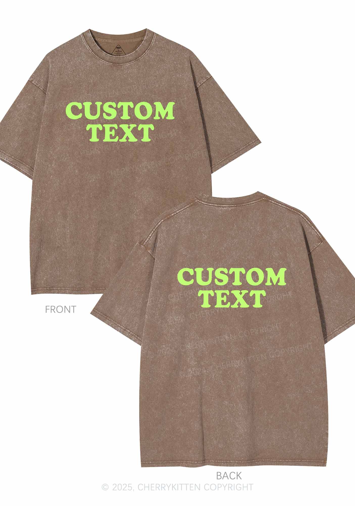 Custom Personalized Text Two Sides Y2K Shirts Washed Tee Cherrykitten - Image 9