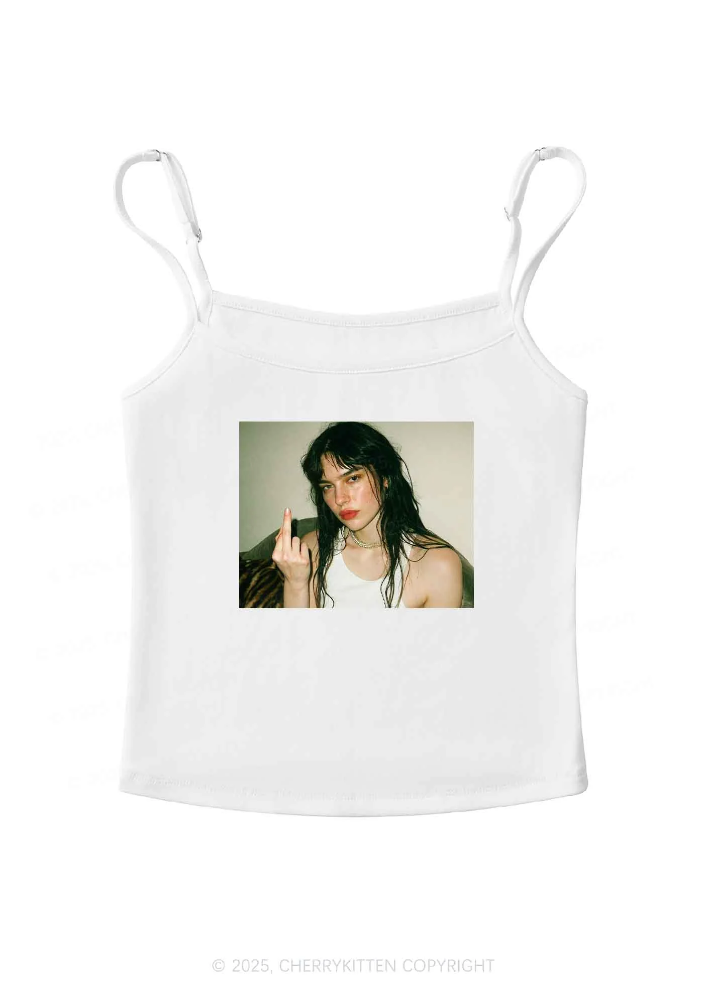 Custom Personalized Text Y2K Spaghetti Strap Cami Cherrykitten - Image 5