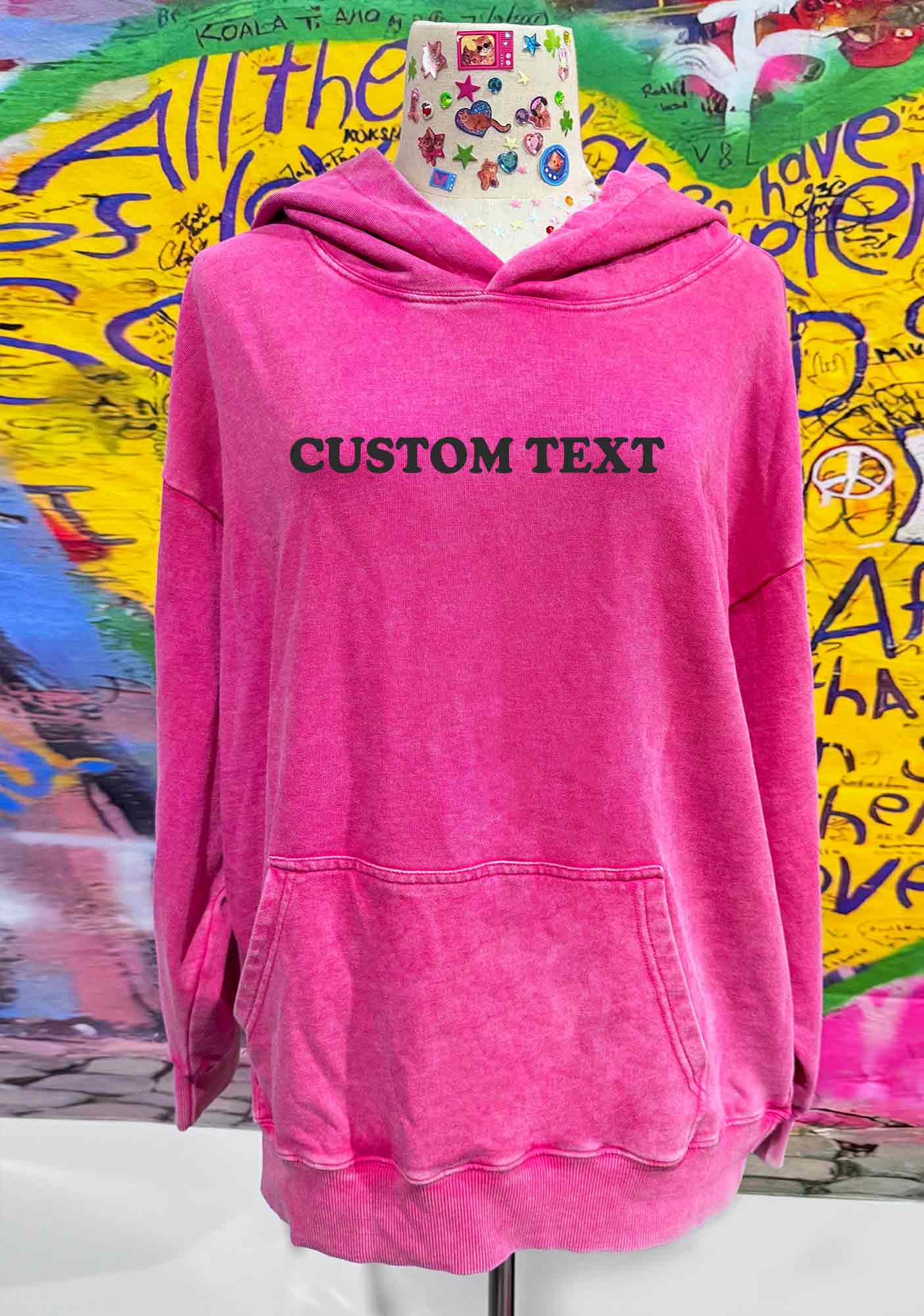 Custom Personalized Text Y2K Washed Hoodie Cherrykitten - Image 4