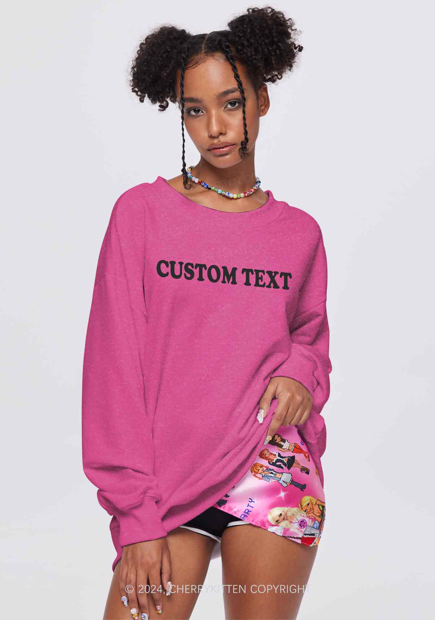 Custom Personalized Text Y2K Washed Sweatshirts Cherrykitten - Image 4
