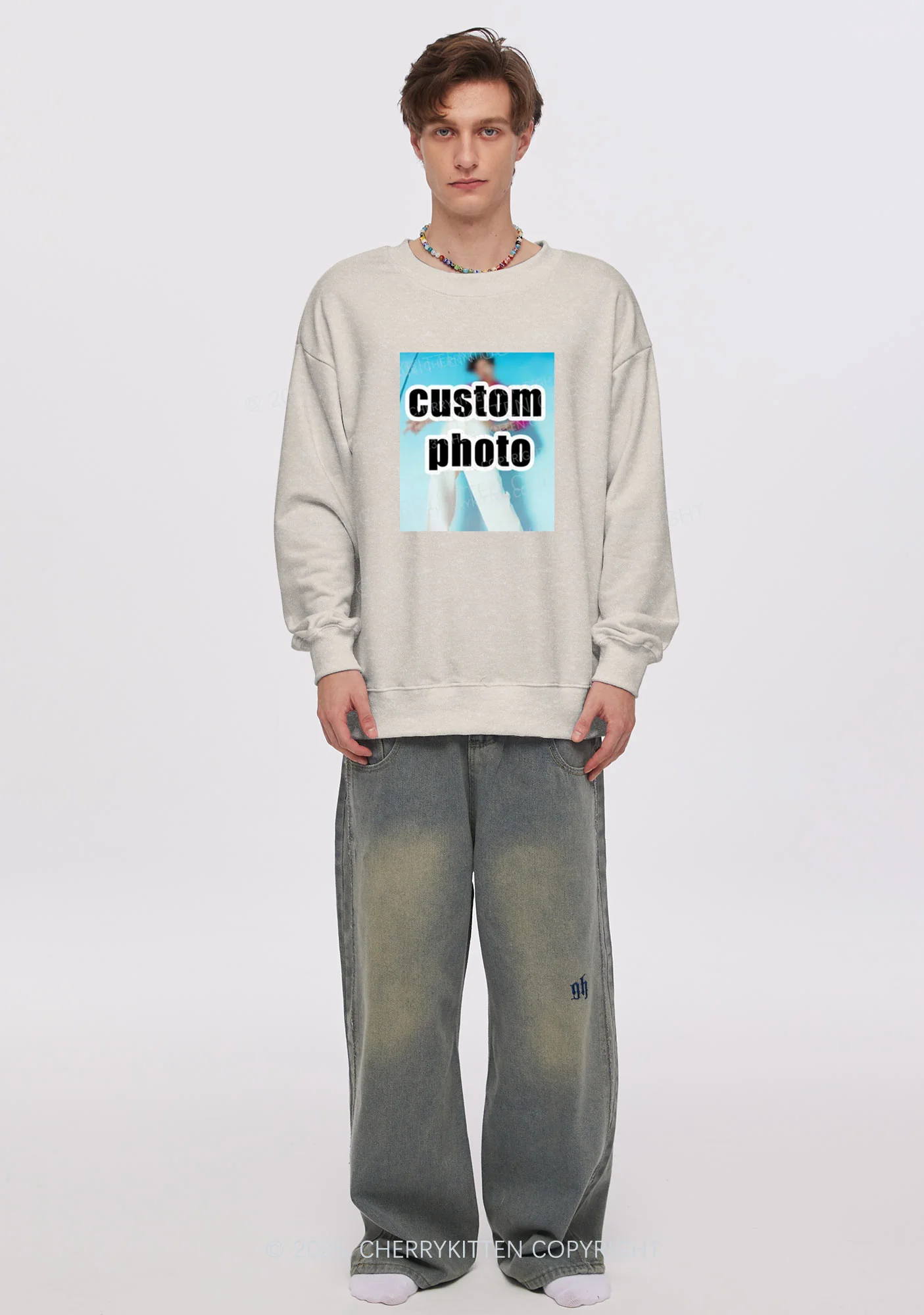 Custom Personalized Text Y2K Washed Sweatshirts Cherrykitten - Image 5