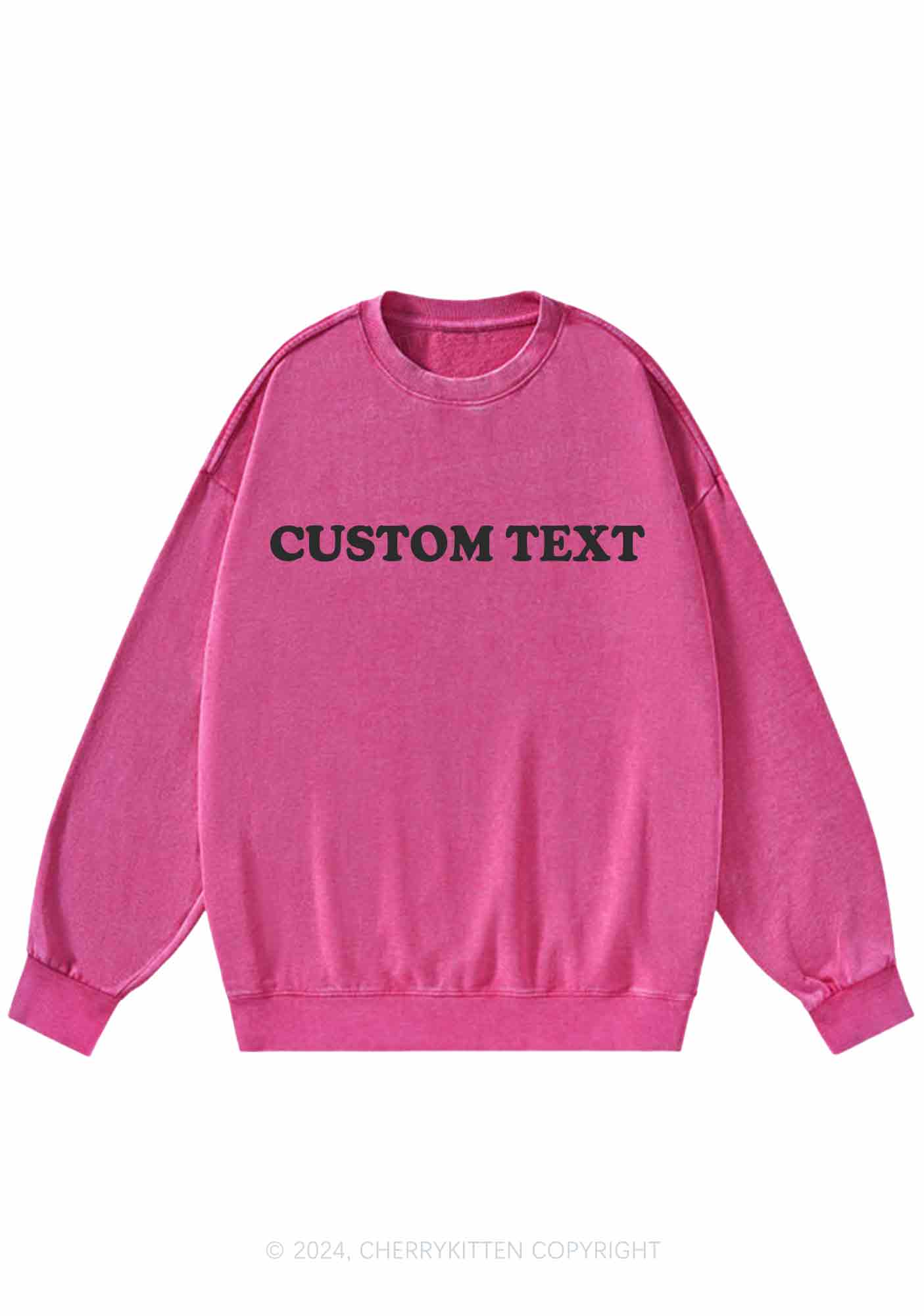 Custom Personalized Text Y2K Washed Sweatshirts Cherrykitten - Image 6