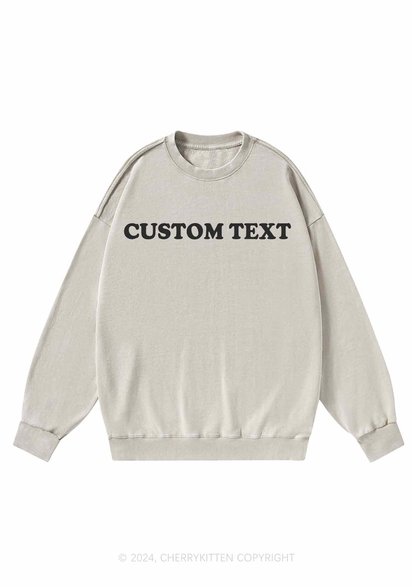 Custom Personalized Text Y2K Washed Sweatshirts Cherrykitten - Image 7