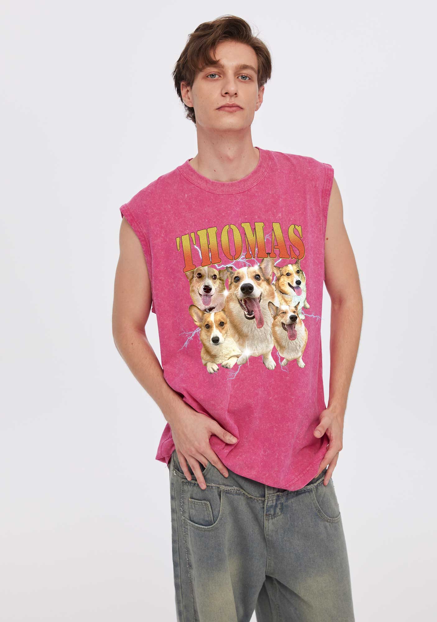Custom Pet Photo Y2K Washed Tank Cherrykitten - Image 2