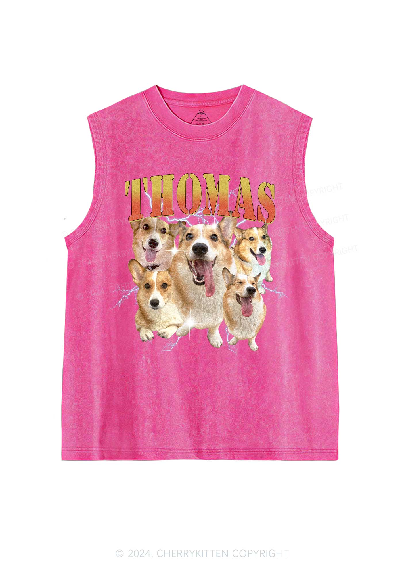Custom Pet Photo Y2K Washed Tank Cherrykitten - Image 5