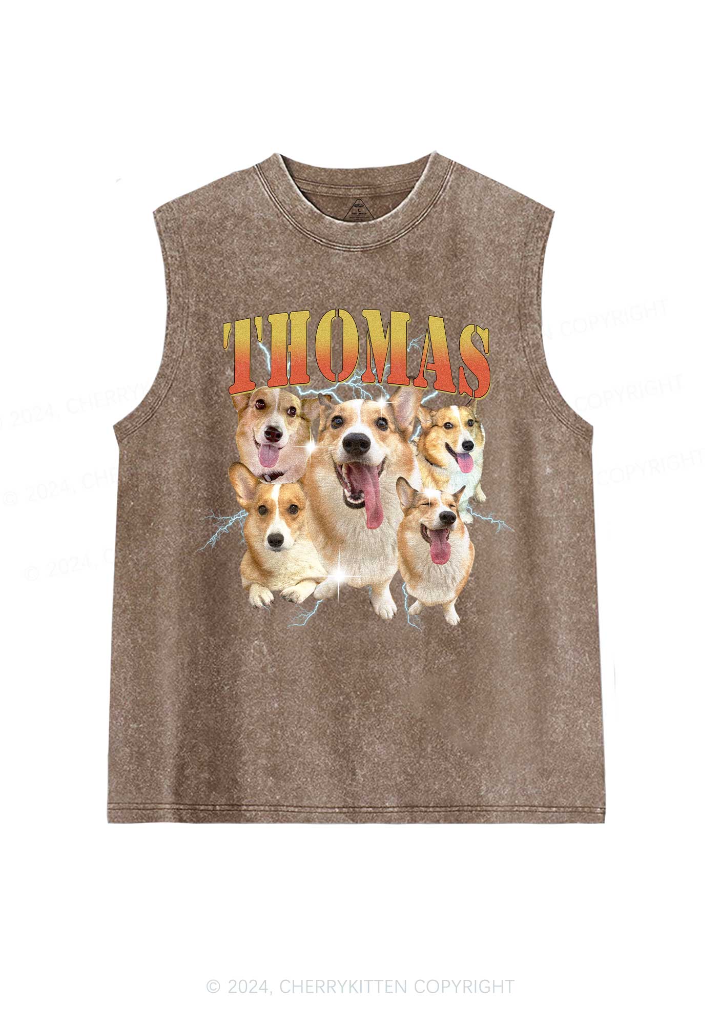 Custom Pet Photo Y2K Washed Tank Cherrykitten - Image 6