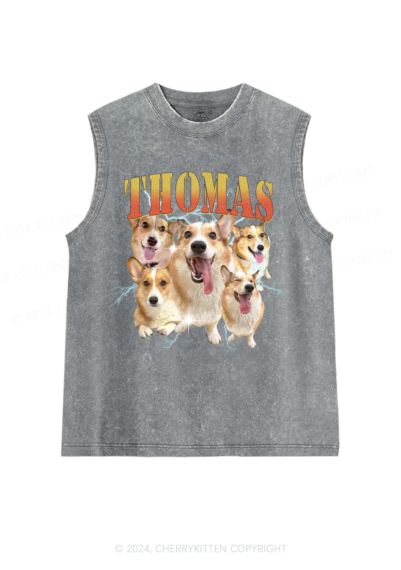 Custom Pet Photo Y2K Washed Tank Cherrykitten - Image 7