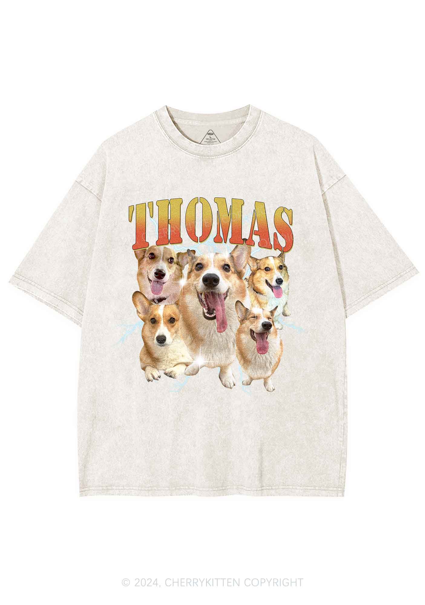 Custom Pet Photo Y2K Washed Tee Cherrykitten - Image 5