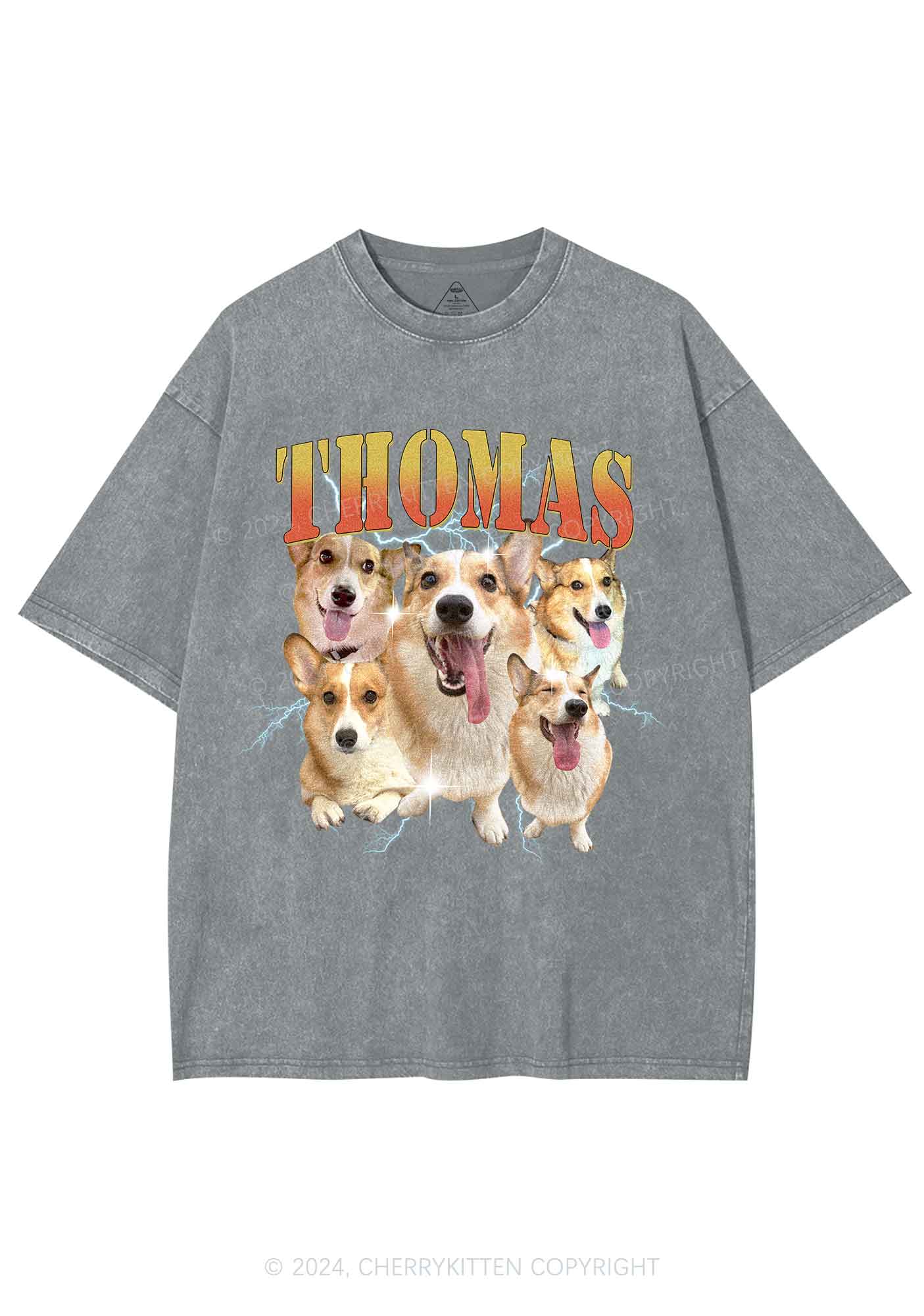 Custom Pet Photo Y2K Washed Tee Cherrykitten - Image 7