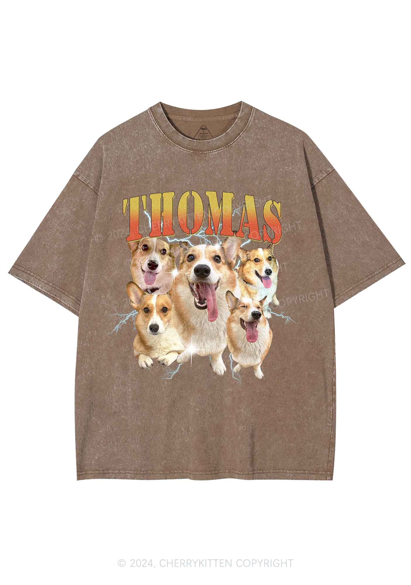 Custom Pet Photo Y2K Washed Tee Cherrykitten - Image 8