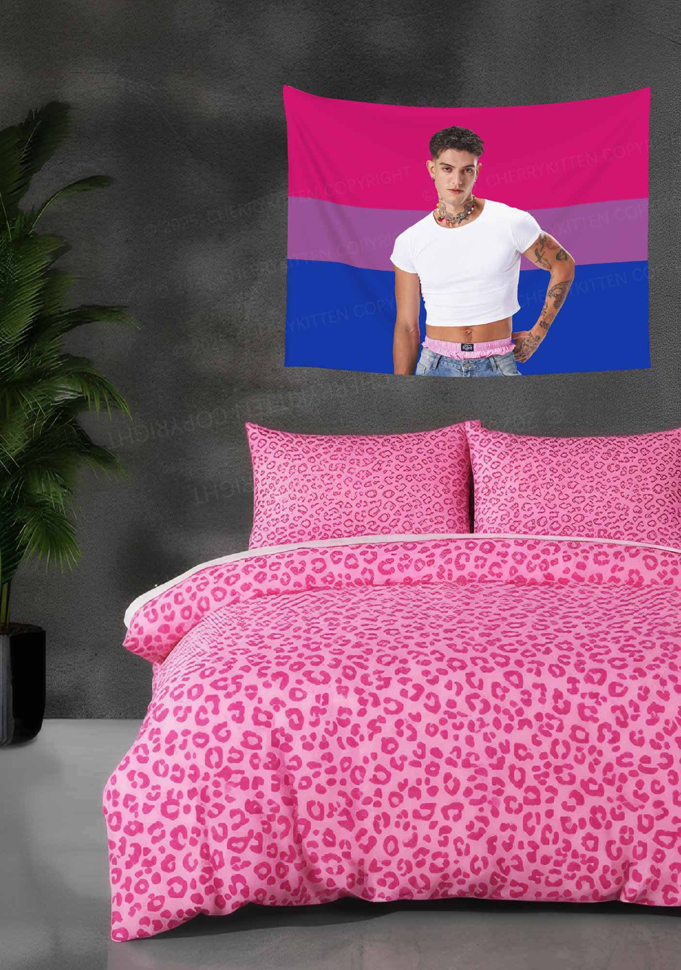 Custom Photo Bisexual Pride Flag Y2K Tapestry Cherrykitten - Image 2
