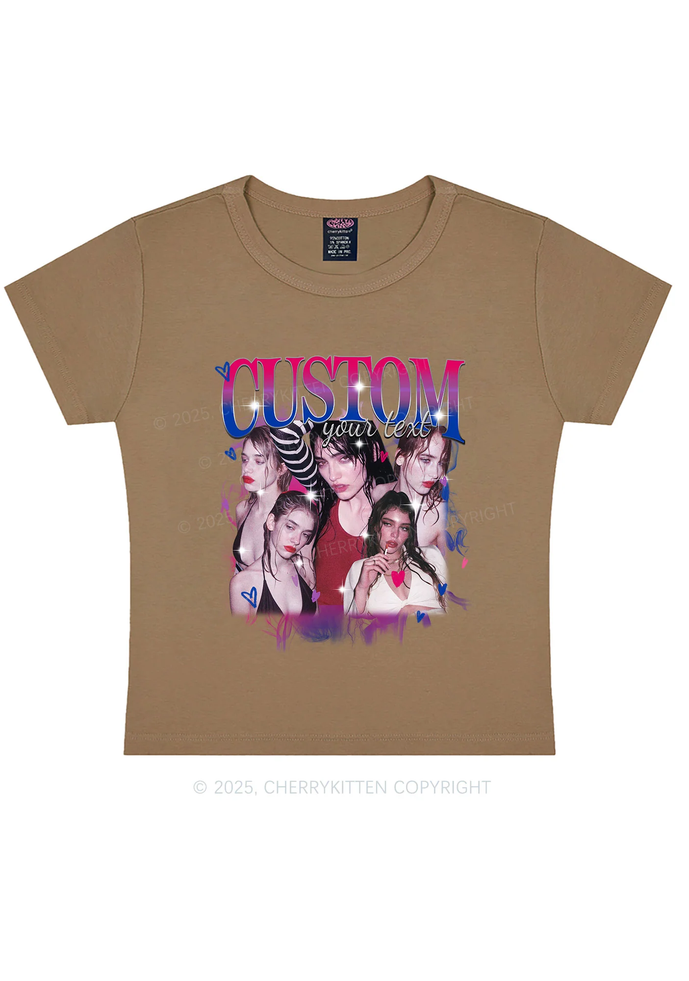 Custom Photo Bisexual Pride Y2K Baby Tee Cherrykitten - Image 10