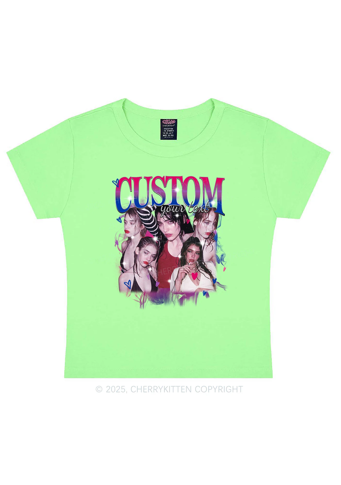 Custom Photo Bisexual Pride Y2K Baby Tee Cherrykitten - Image 12
