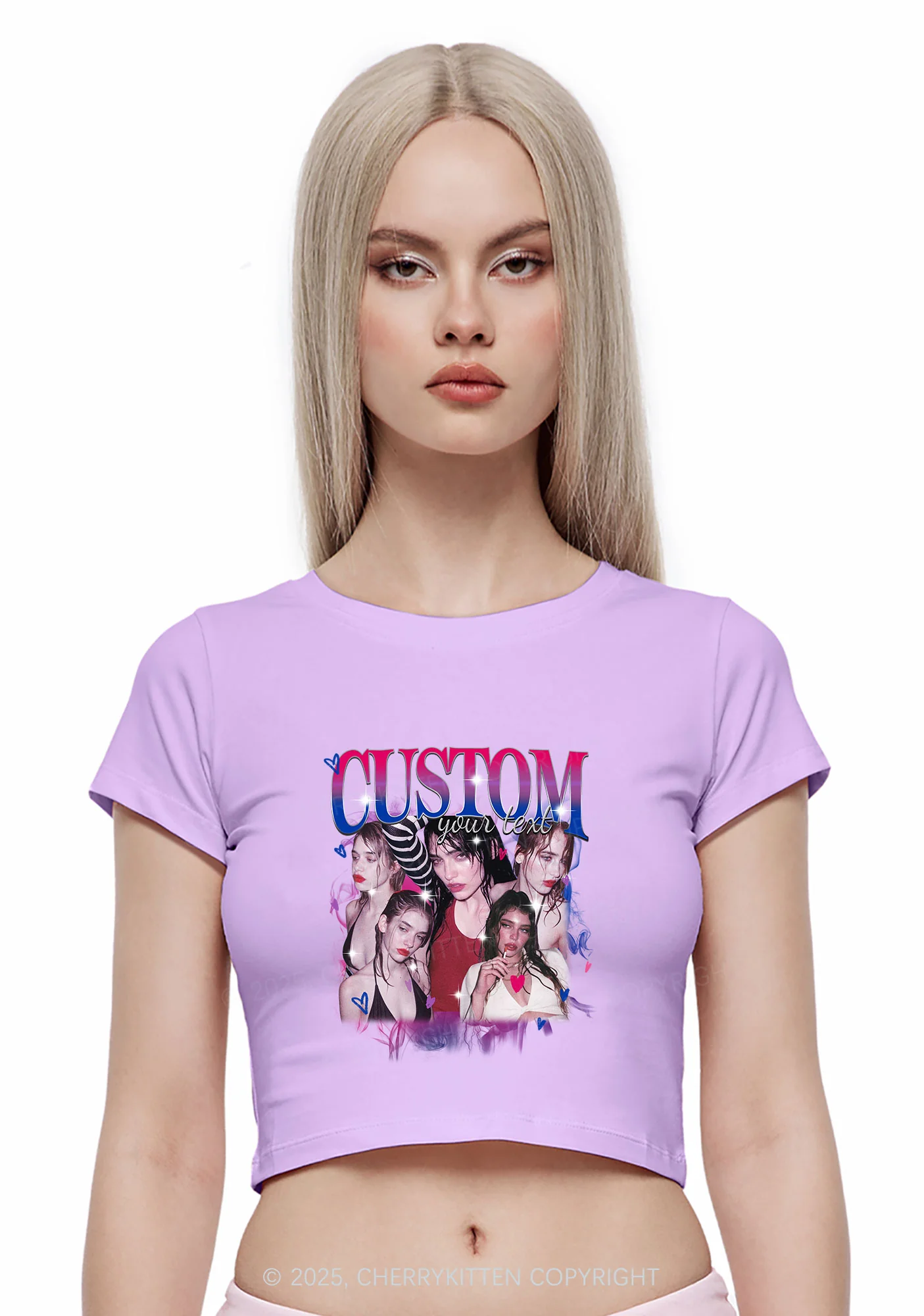 Custom Photo Bisexual Pride Y2K Baby Tee Cherrykitten - Image 2