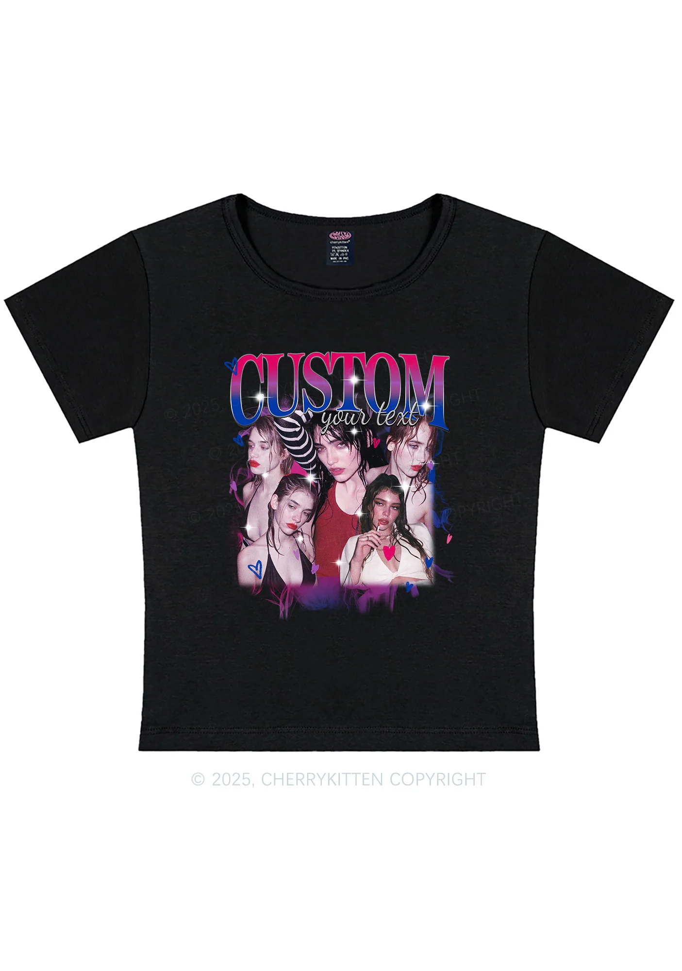 Custom Photo Bisexual Pride Y2K Baby Tee Cherrykitten - Image 4