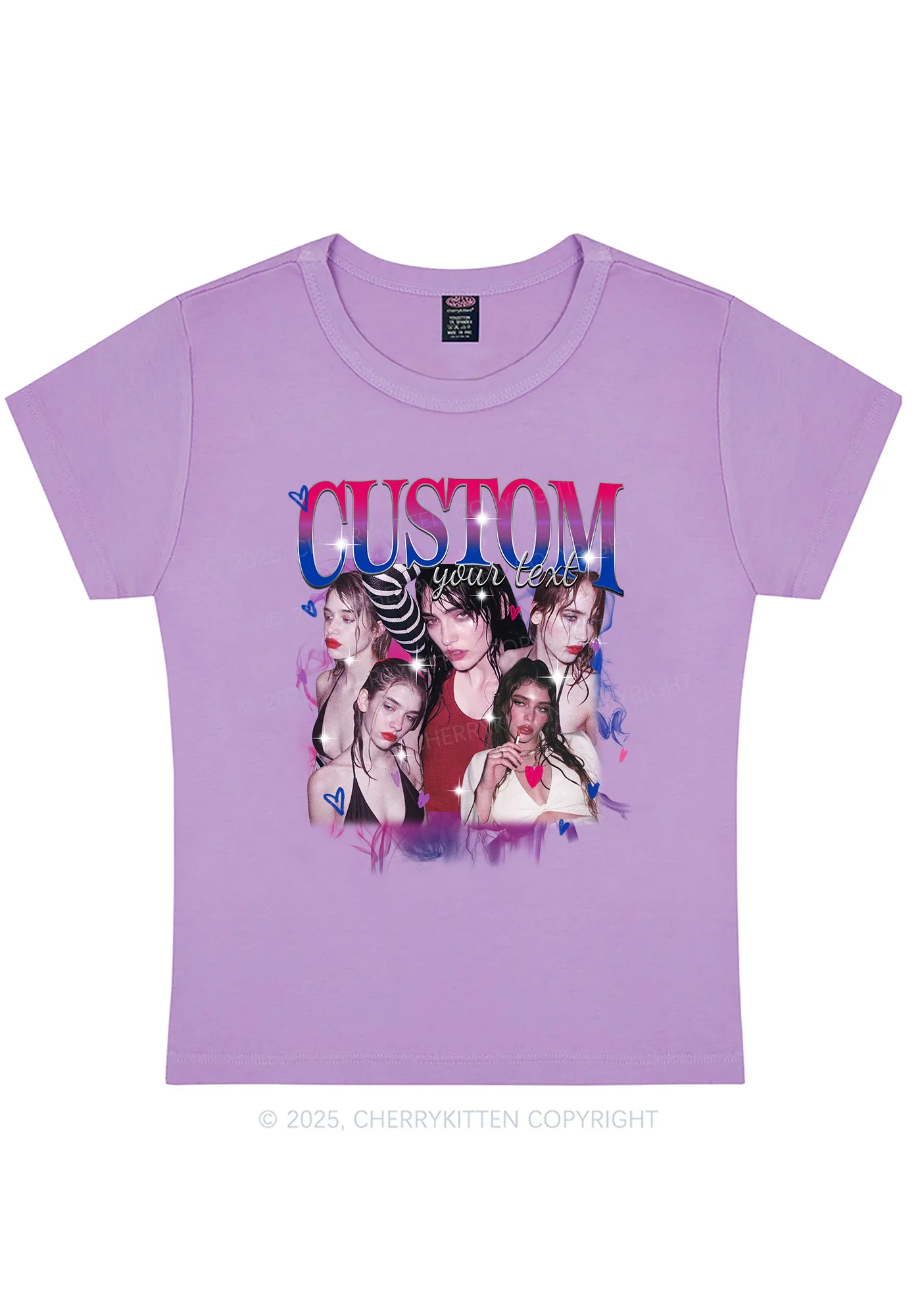 Custom Photo Bisexual Pride Y2K Baby Tee Cherrykitten - Image 5