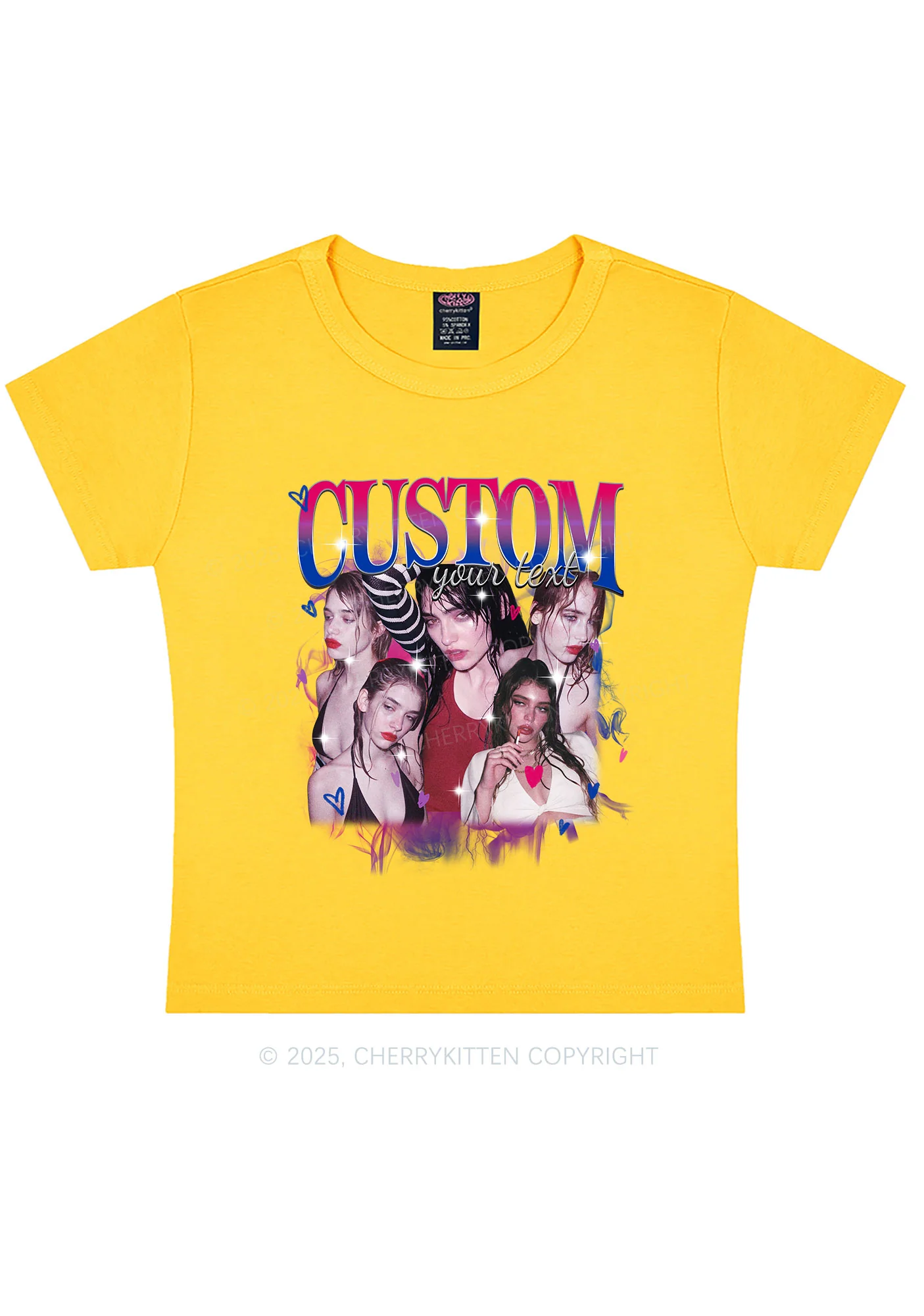 Custom Photo Bisexual Pride Y2K Baby Tee Cherrykitten - Image 7