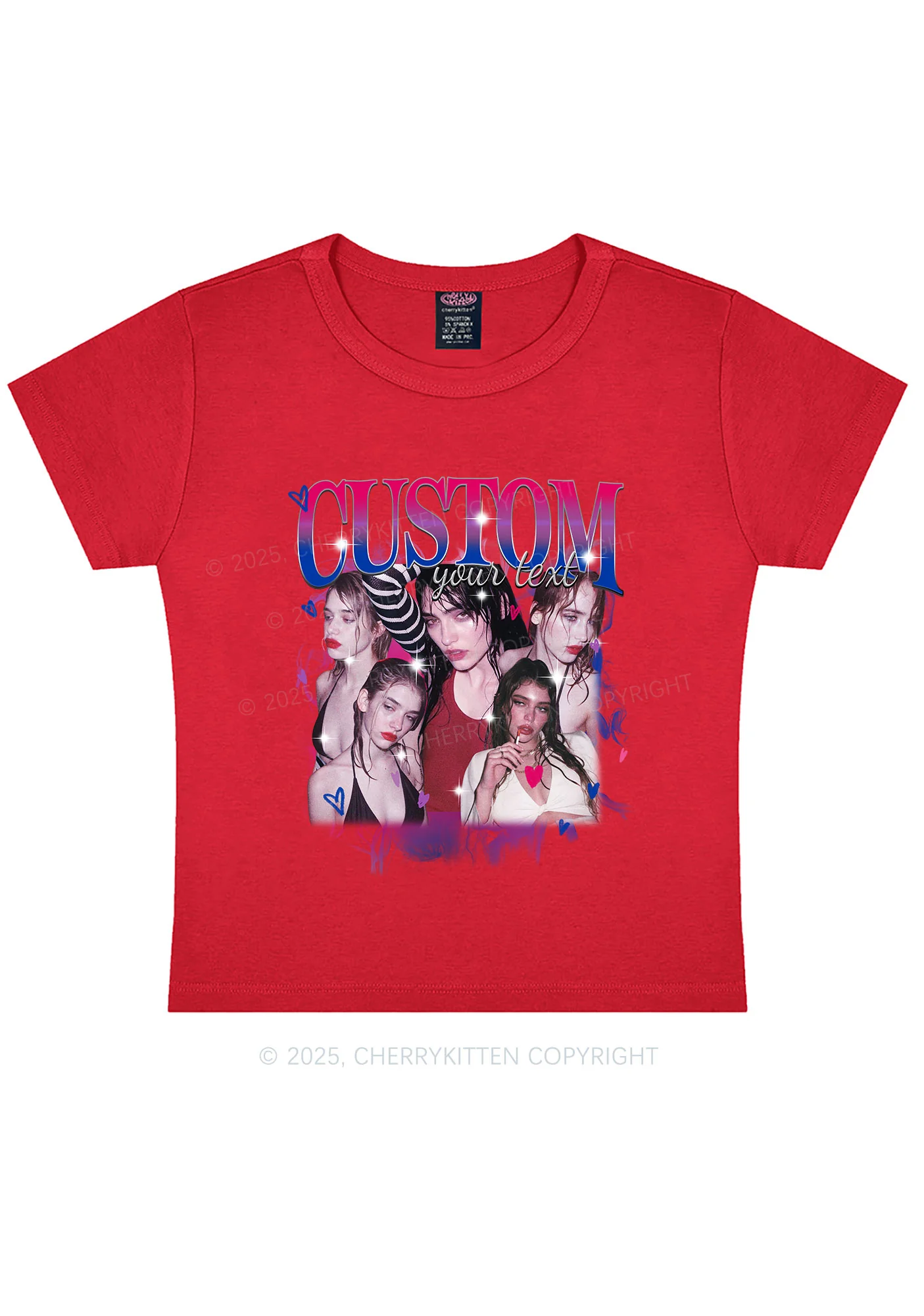 Custom Photo Bisexual Pride Y2K Baby Tee Cherrykitten - Image 8