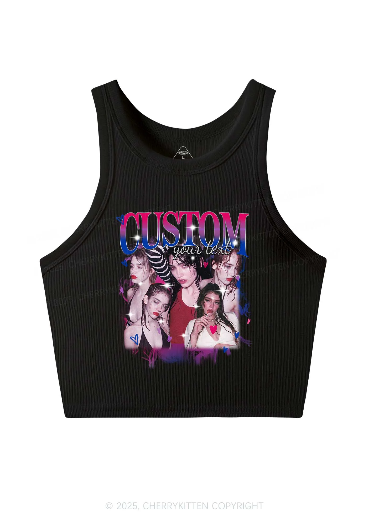 Custom Photo Bisexual Pride Y2K Crop Tank Top Cherrykitten - Image 3