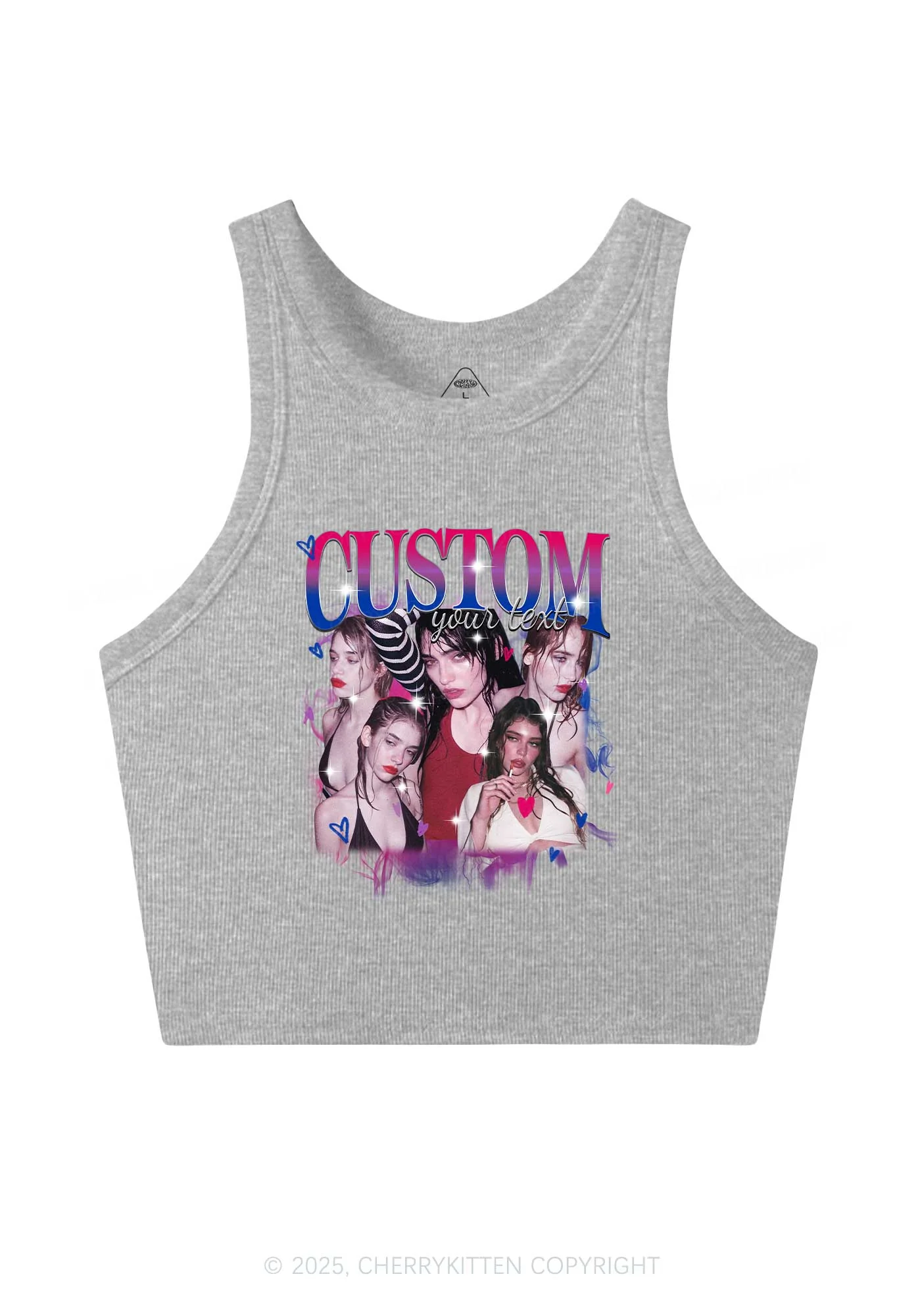 Custom Photo Bisexual Pride Y2K Crop Tank Top Cherrykitten - Image 4