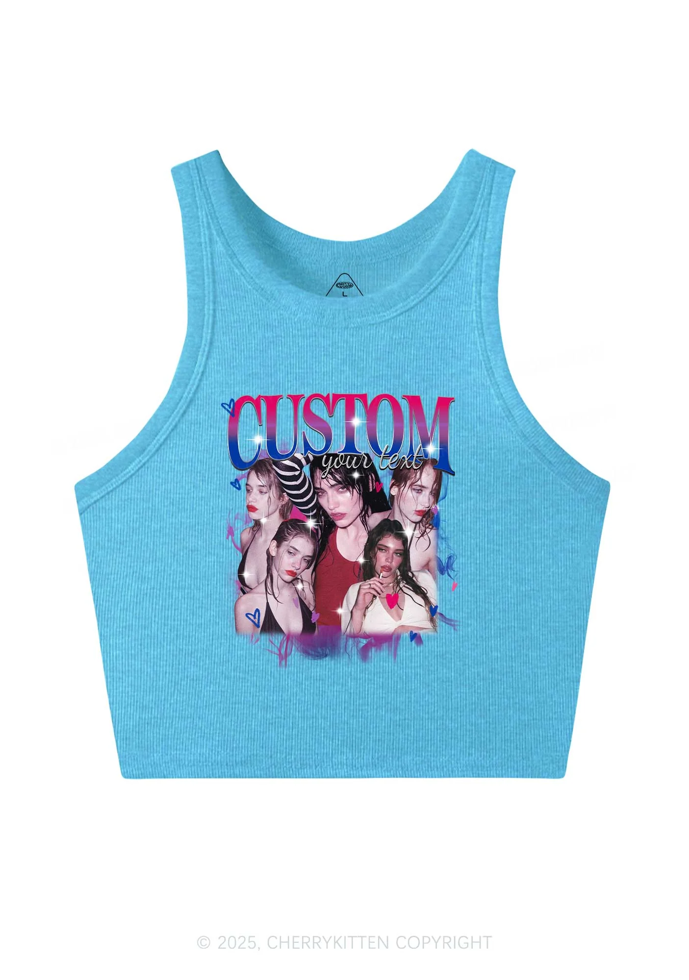 Custom Photo Bisexual Pride Y2K Crop Tank Top Cherrykitten - Image 5