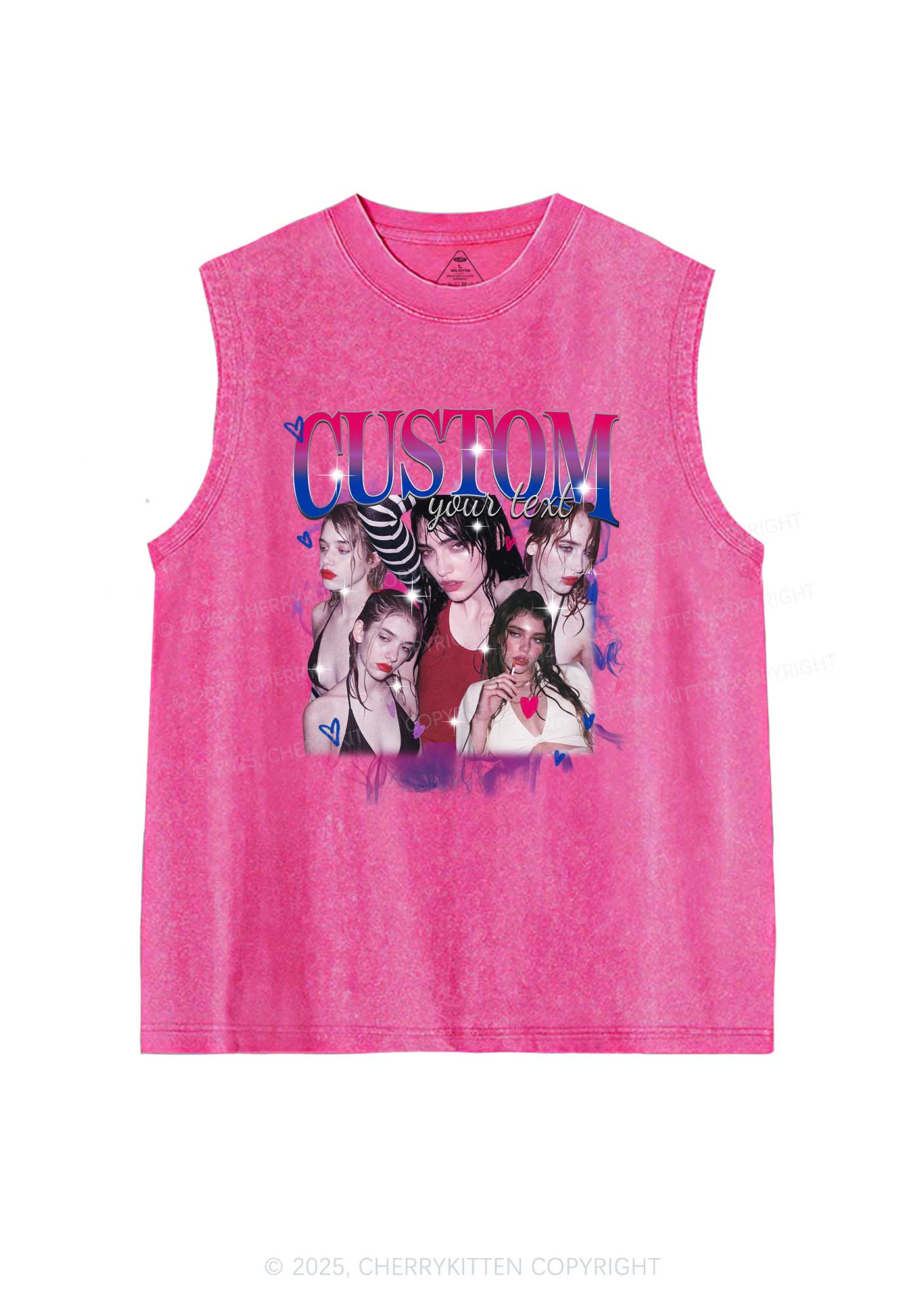 Custom Photo Bisexual Pride Y2K Washed Muscle Tank Cherrykitten - Image 4