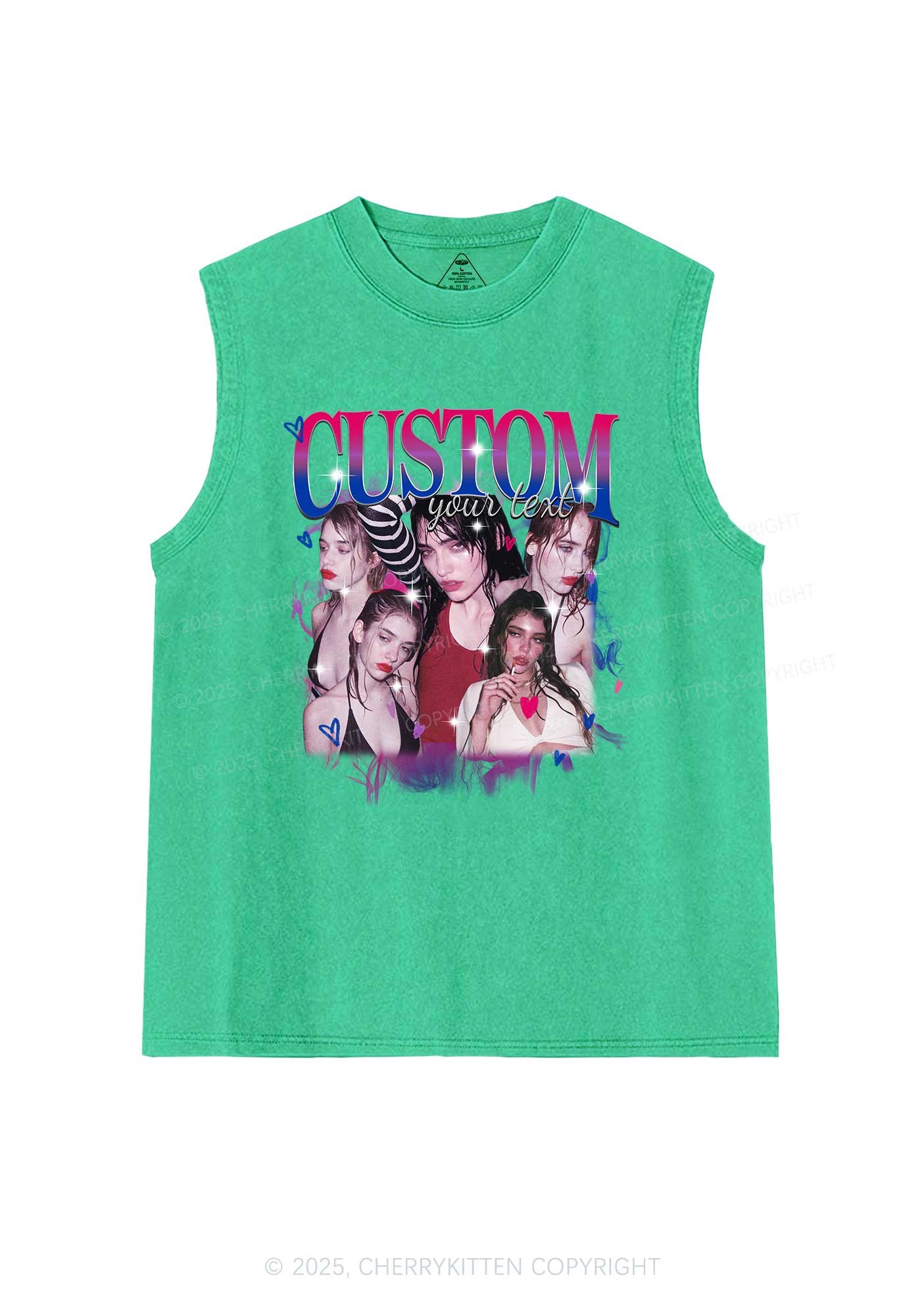 Custom Photo Bisexual Pride Y2K Washed Muscle Tank Cherrykitten - Image 7