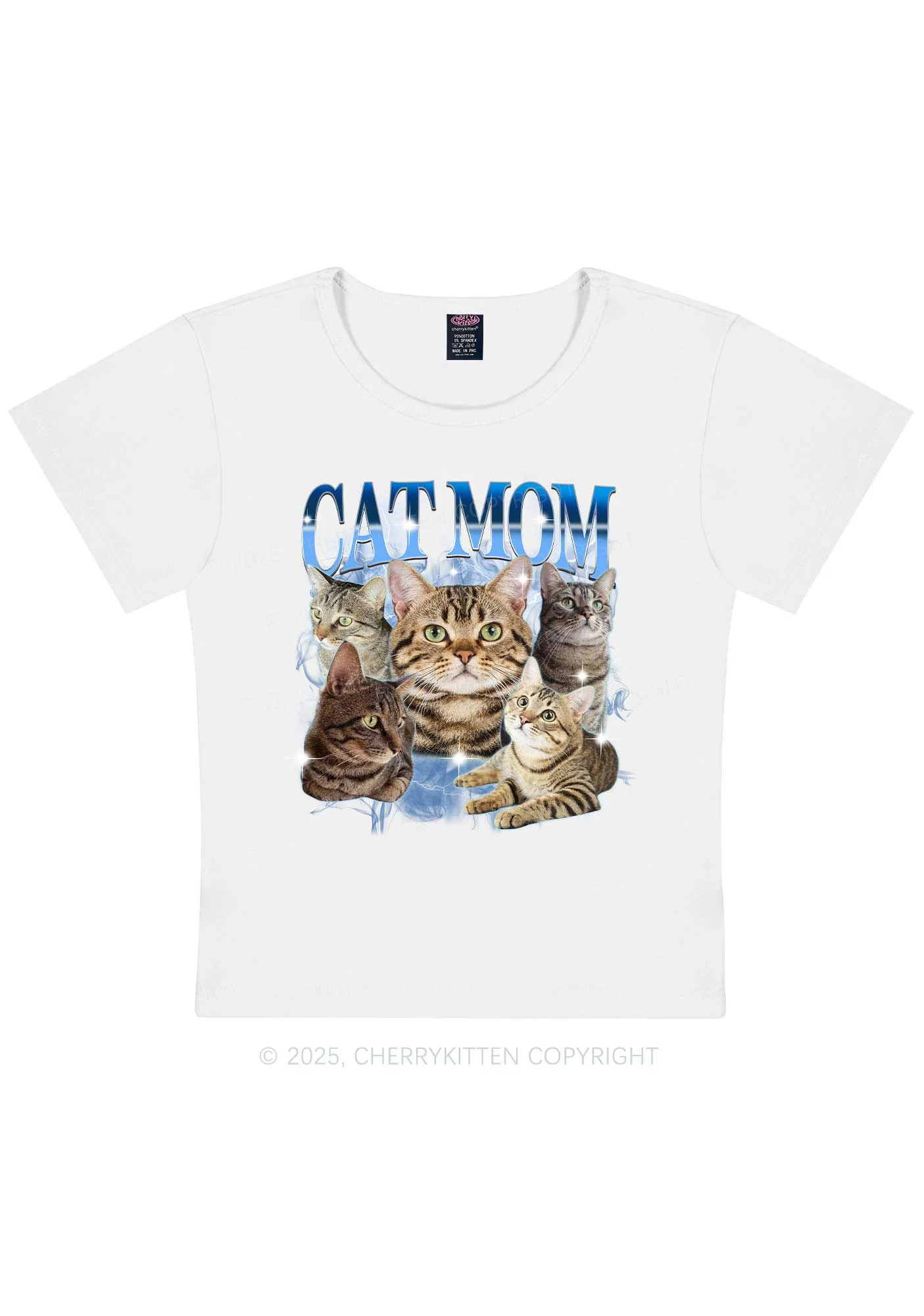 Custom Photo Cat Mom Y2K Baby Tee Cherrykitten - Image 4