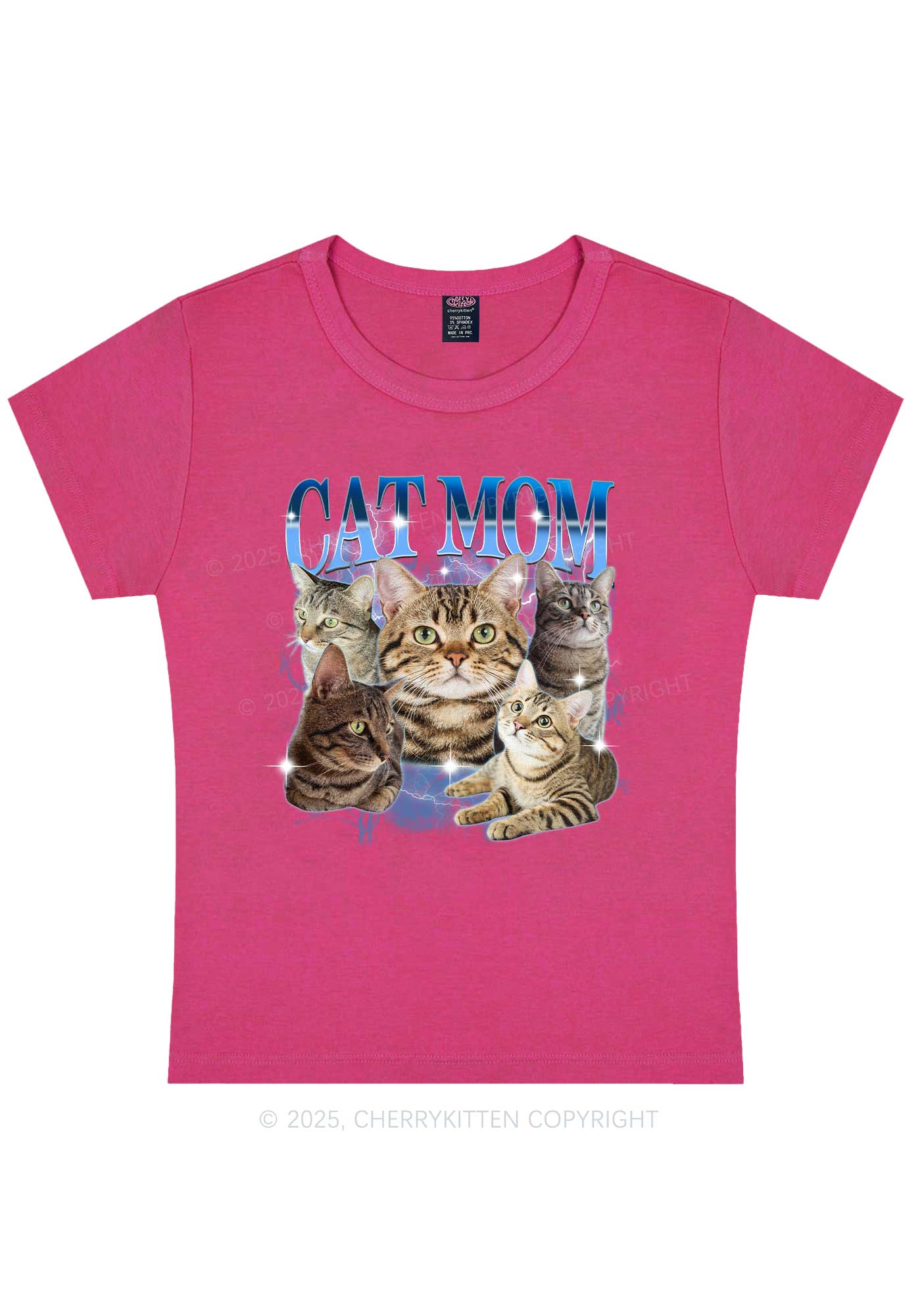 Custom Photo Cat Mom Y2K Baby Tee Cherrykitten - Image 6