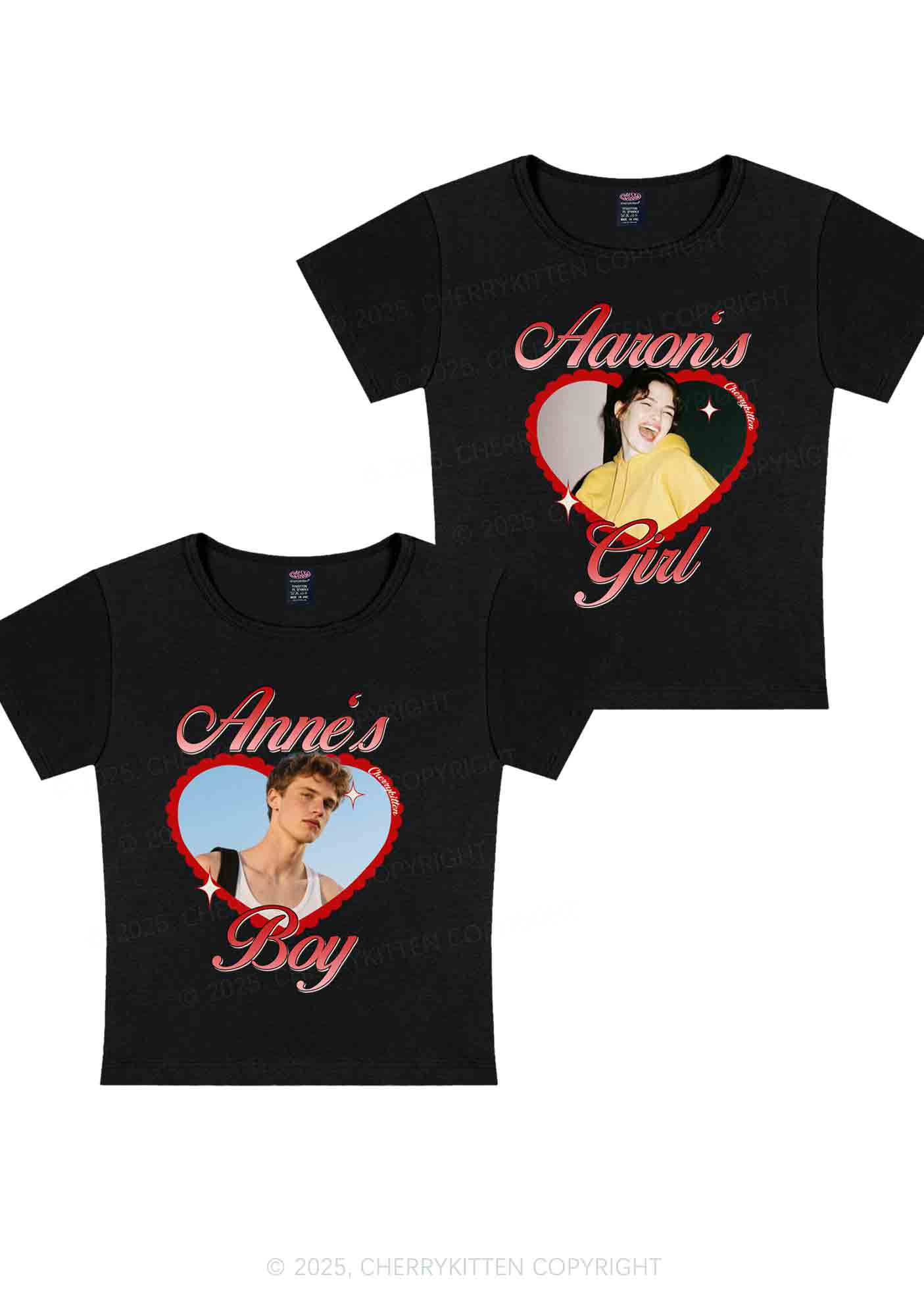 Custom Photo Heart Graphic Y2K Valentine's Day Baby Tee Cherrykitten - Image 4