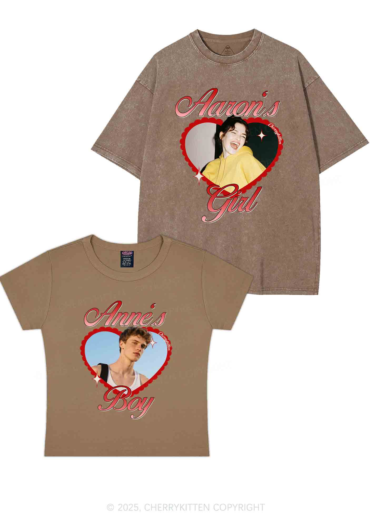 Custom Photo Heart Graphic Y2K Valentine's Day Couple Shirt Cherrykitten - Image 11