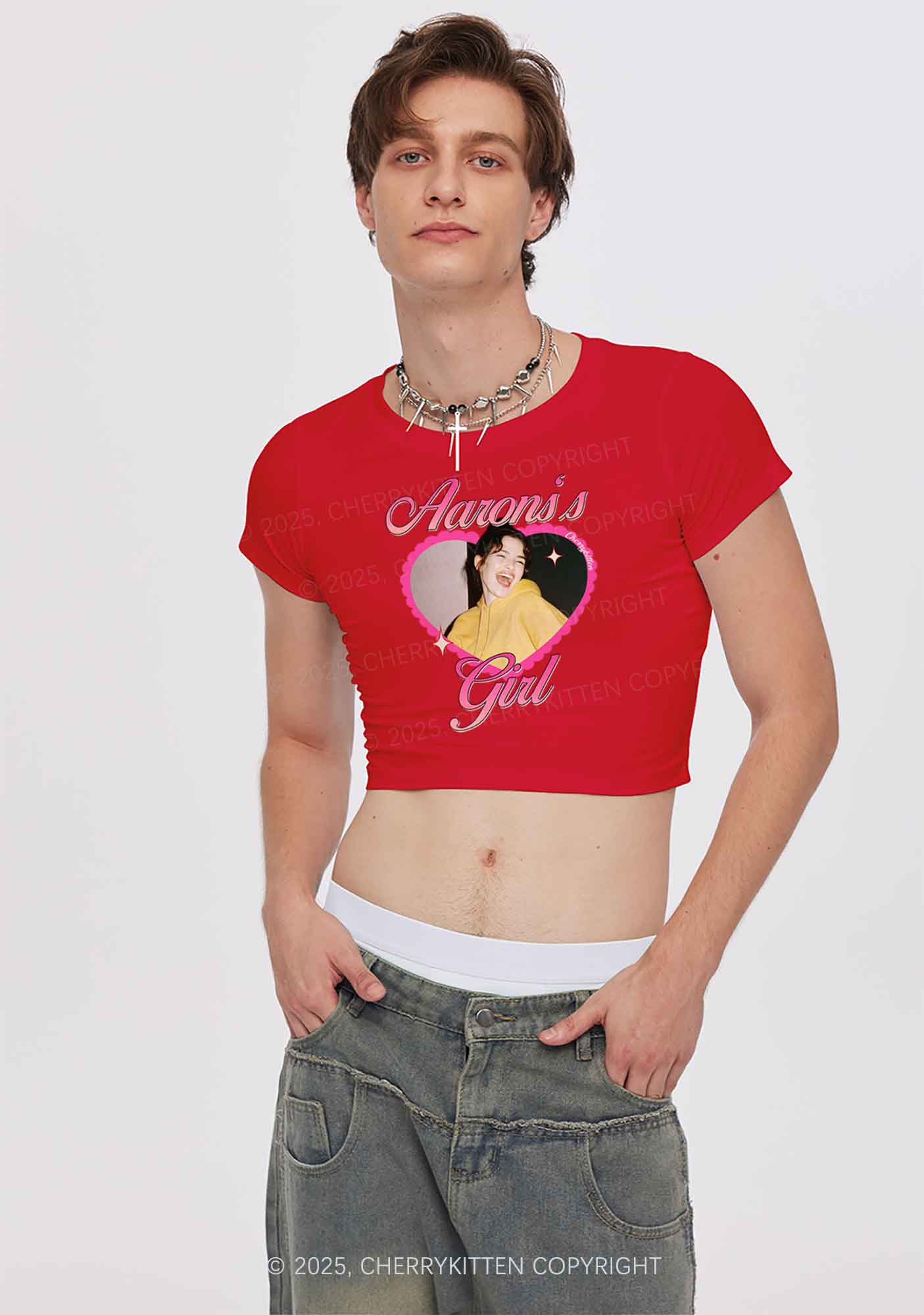 Custom Photo Heart Graphic Y2K Valentine's Day Couple Shirt Cherrykitten - Image 3