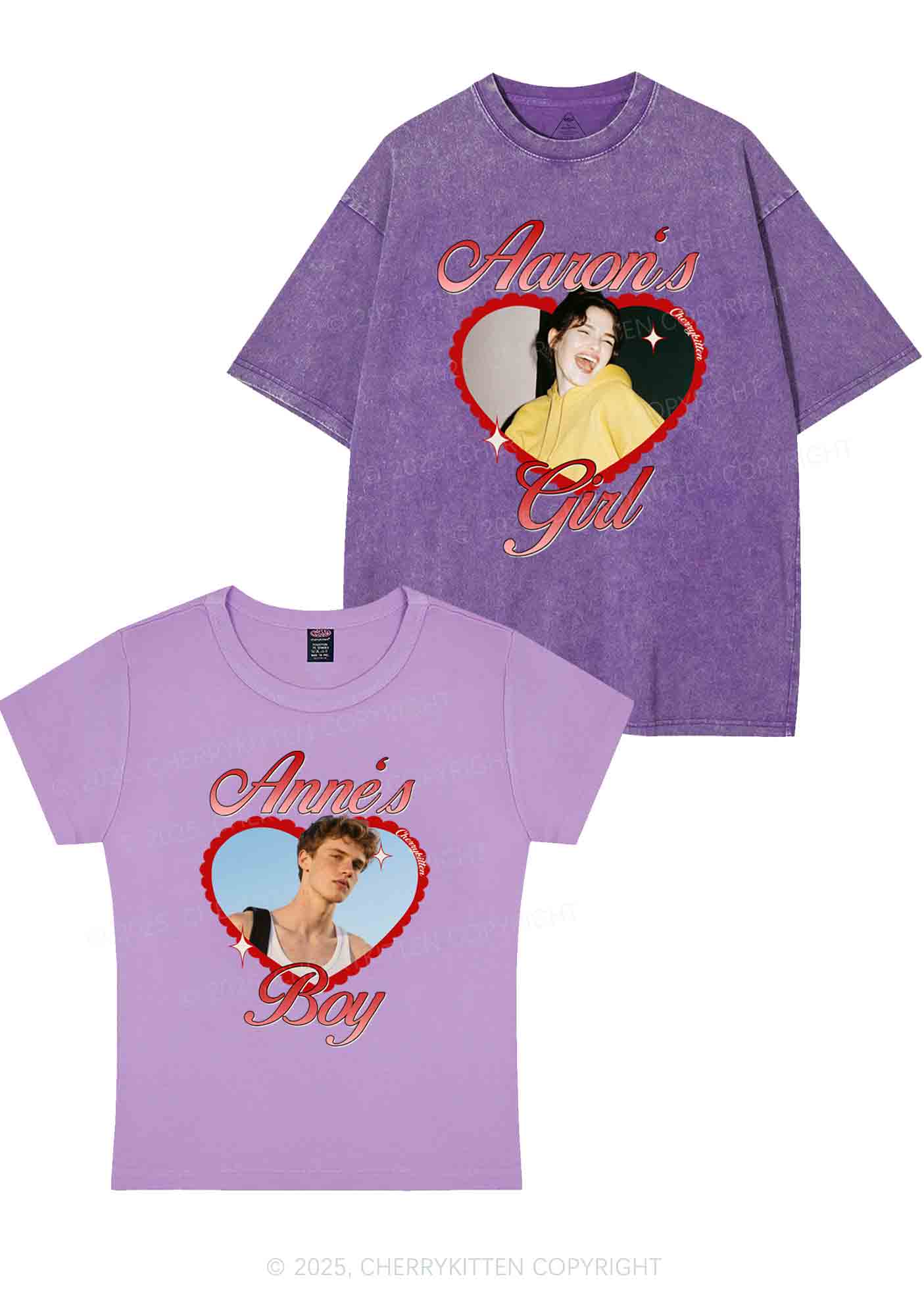 Custom Photo Heart Graphic Y2K Valentine's Day Couple Shirt Cherrykitten - Image 6