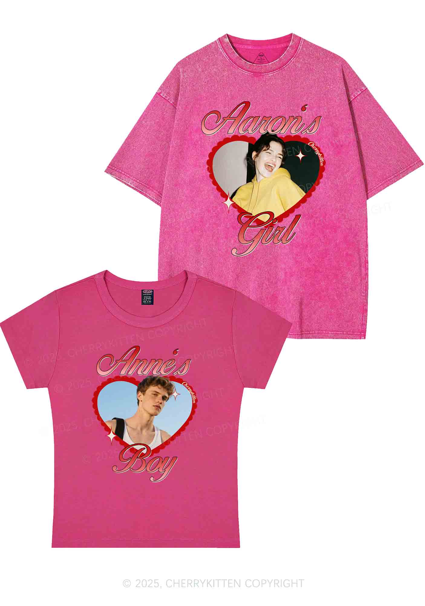 Custom Photo Heart Graphic Y2K Valentine's Day Couple Shirt Cherrykitten - Image 9