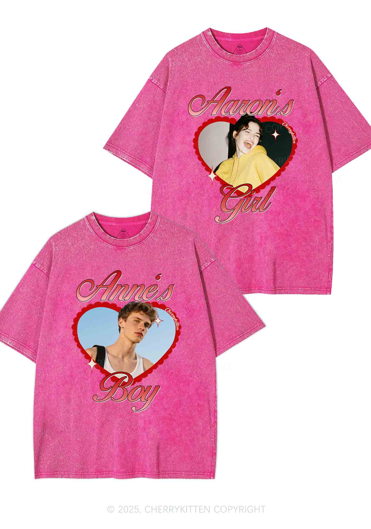 Custom Photo Heart Graphic Y2K Valentine's Day Washed Tee Cherrykitten - Image 6