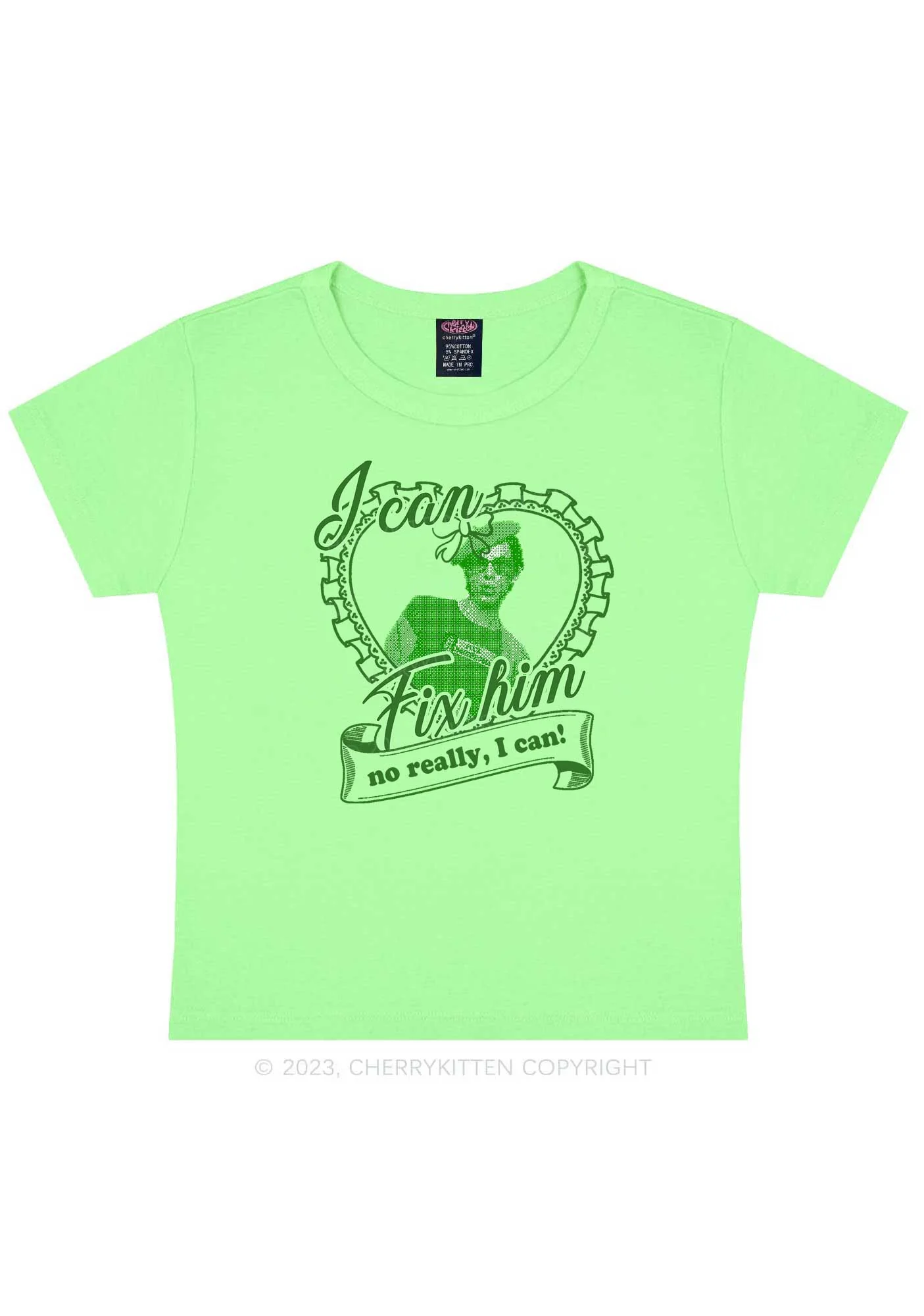 Custom Photo I Can Fix Him Y2K Baby Tee Cherrykitten - Image 10