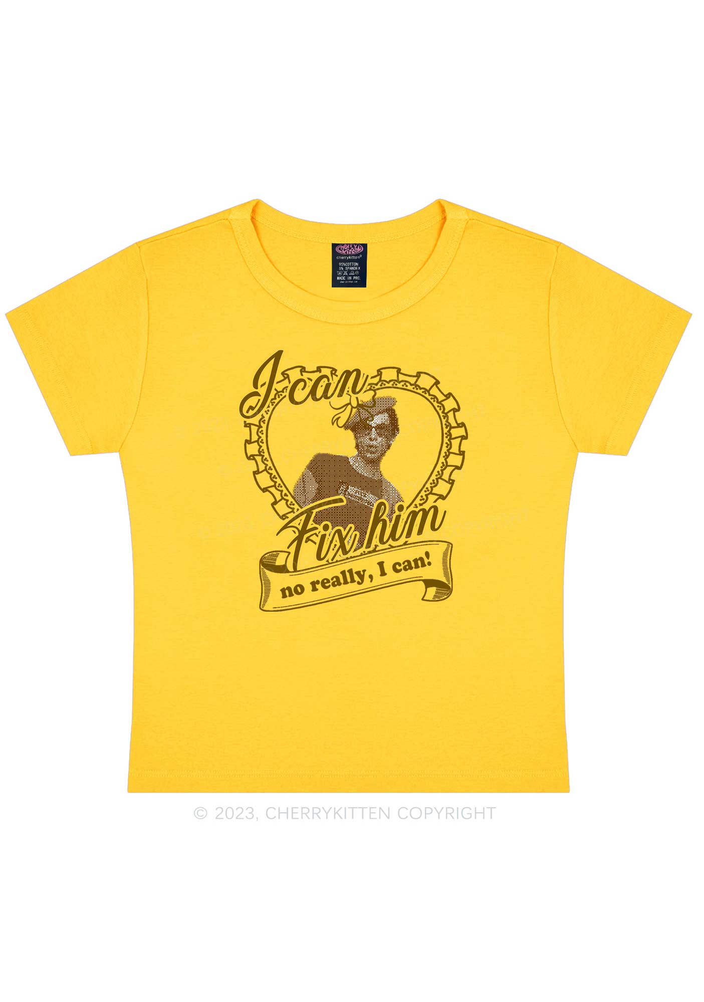 Custom Photo I Can Fix Him Y2K Baby Tee Cherrykitten - Image 5