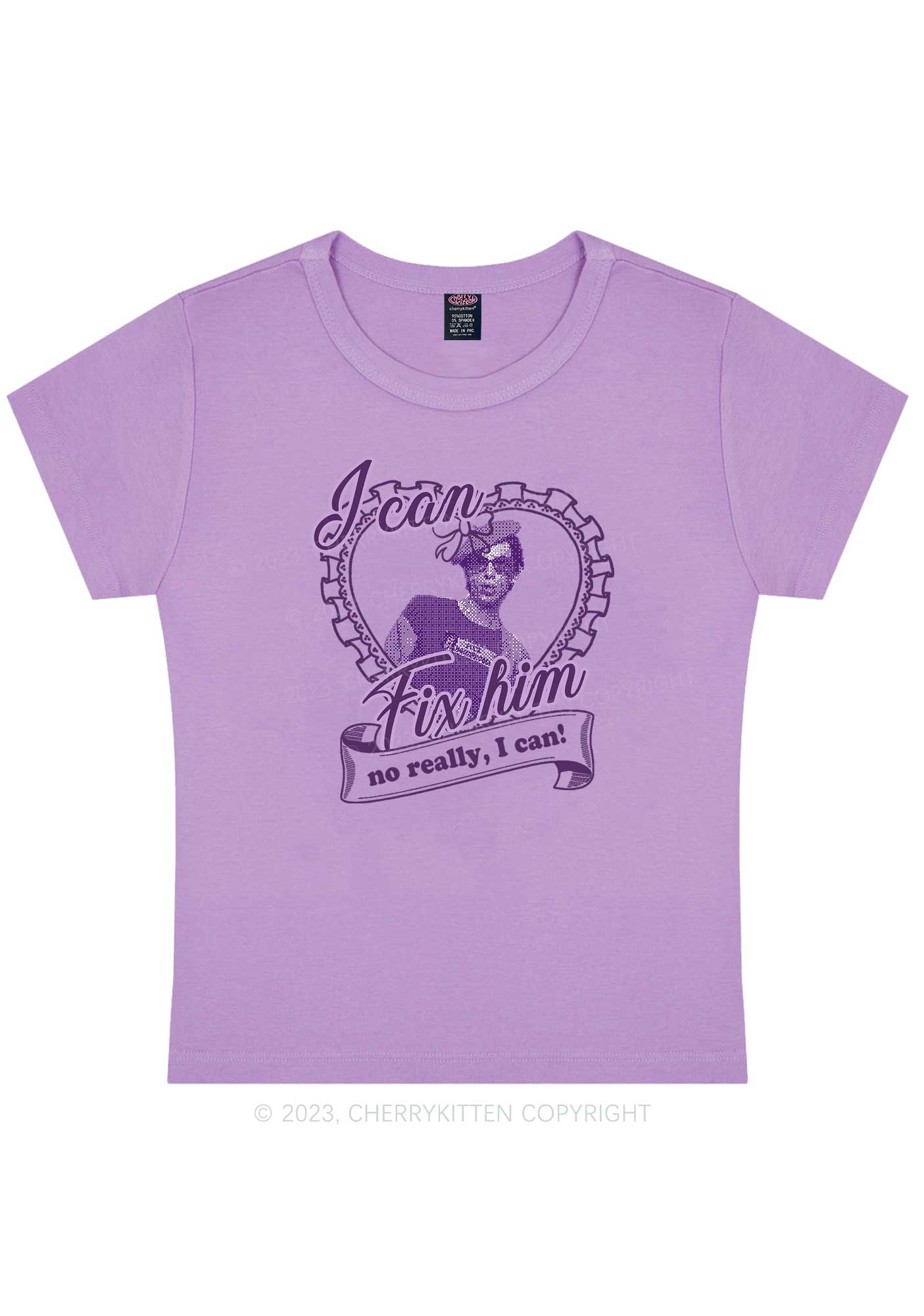 Custom Photo I Can Fix Him Y2K Baby Tee Cherrykitten - Image 7