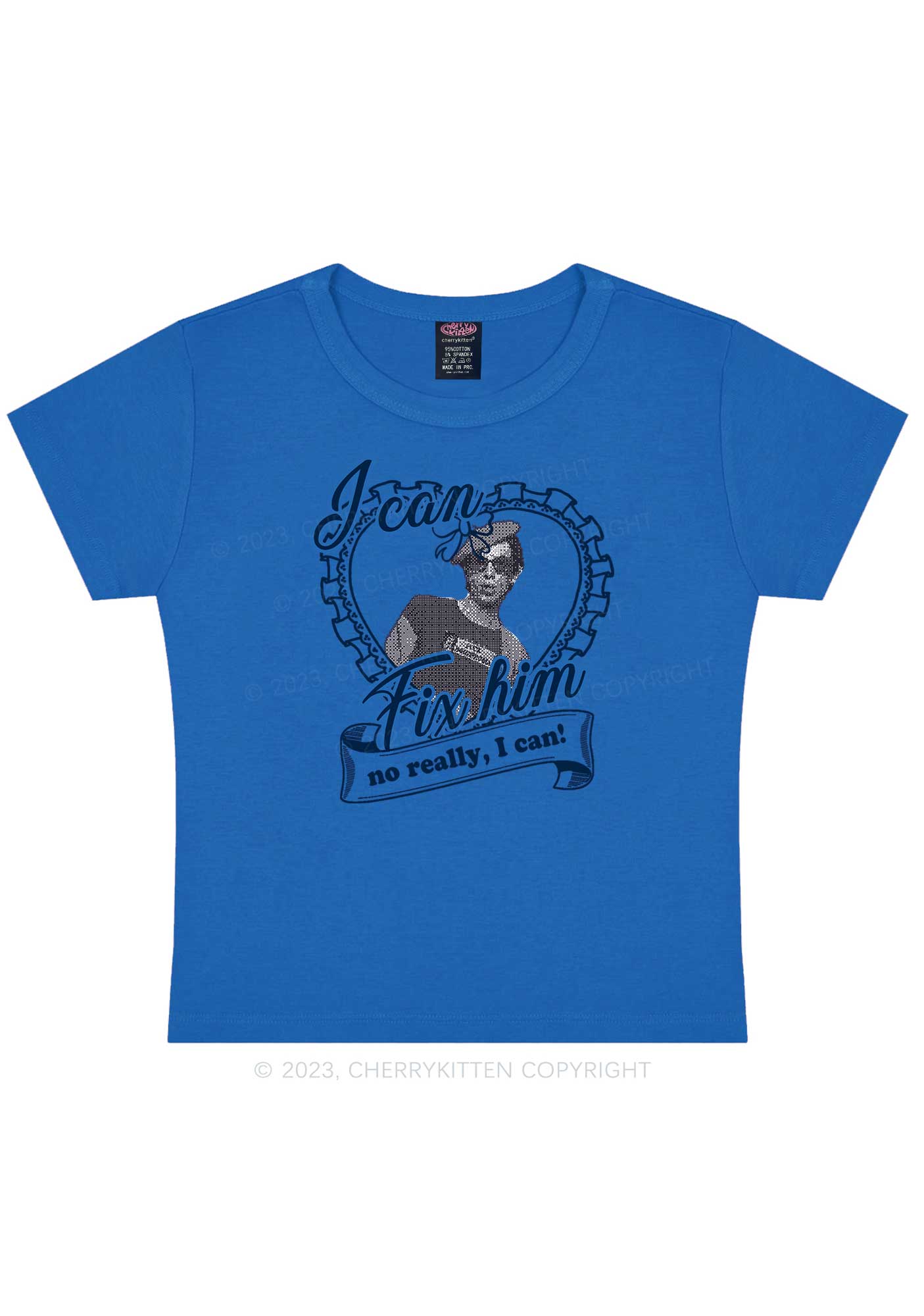 Custom Photo I Can Fix Him Y2K Baby Tee Cherrykitten - Image 8