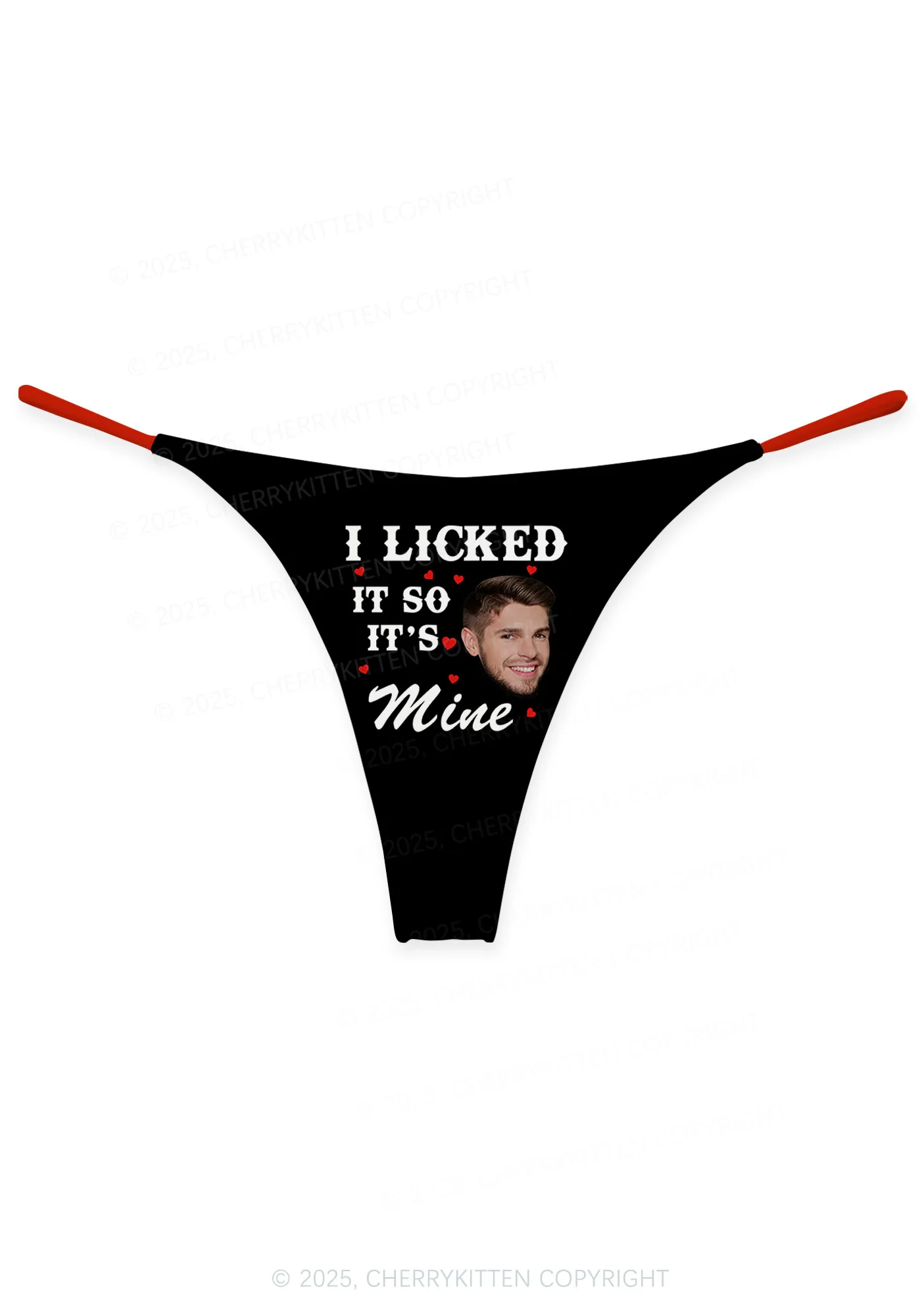 Custom Photo I Licked It Valentine's Day Y2K Print Couples Boxer Thong Set Cherrykitten - Image 3