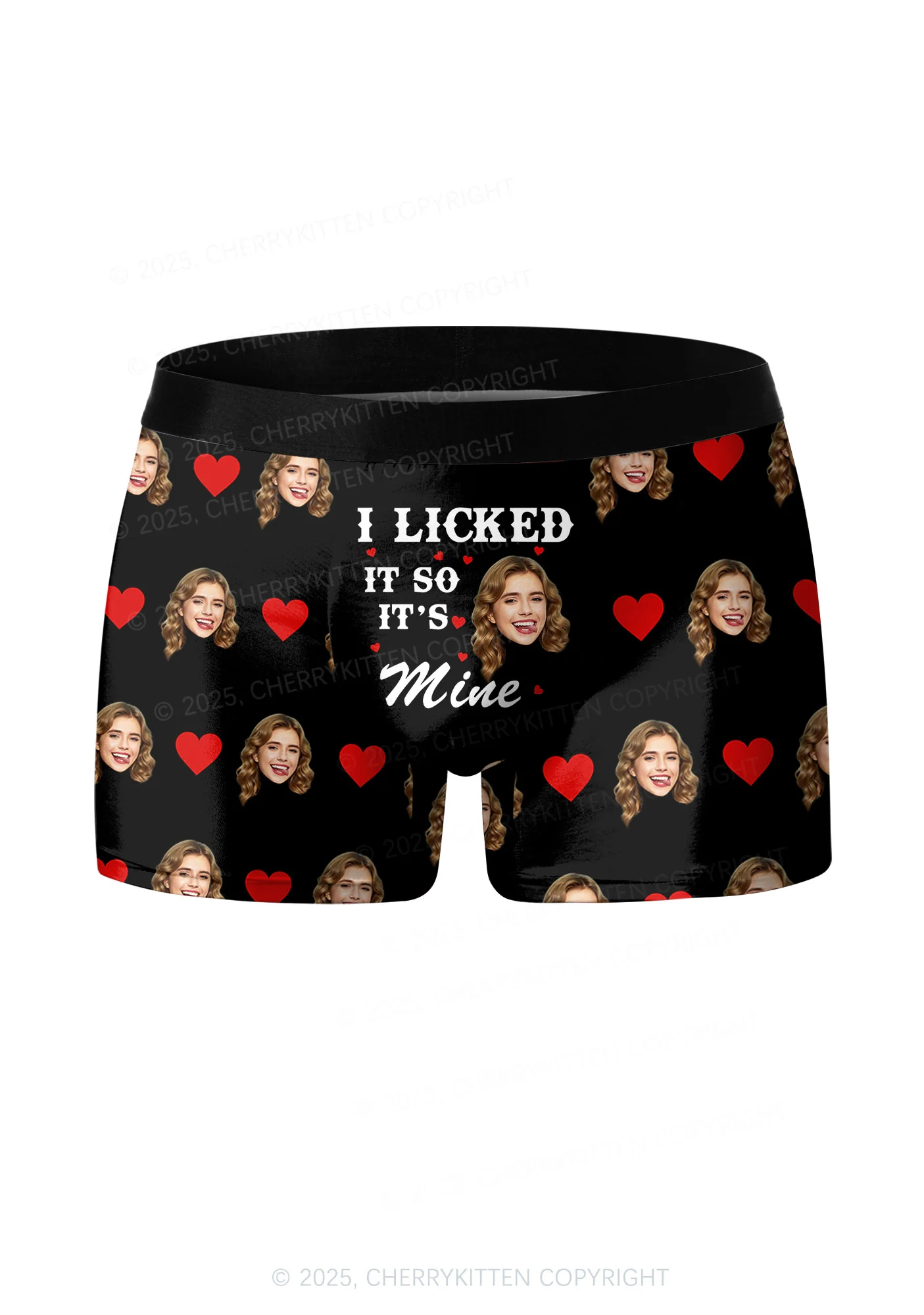 Custom Photo I Licked It Valentine's Day Y2K Print Couples Boxer Thong Set Cherrykitten - Image 5