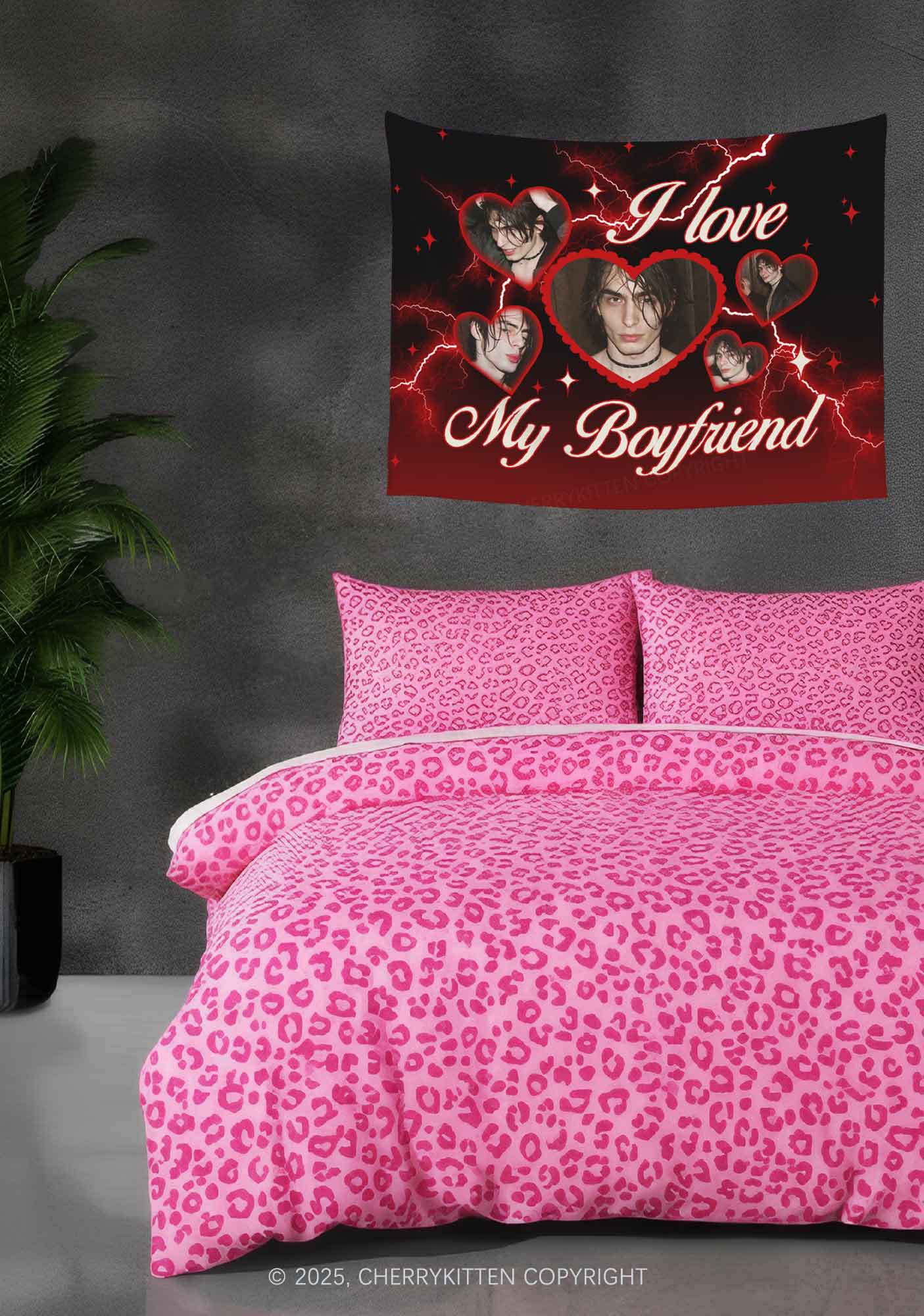 Custom Photo I Love My BF Valentine's Day Flag Y2K Tapestry Cherrykitten - Image 2
