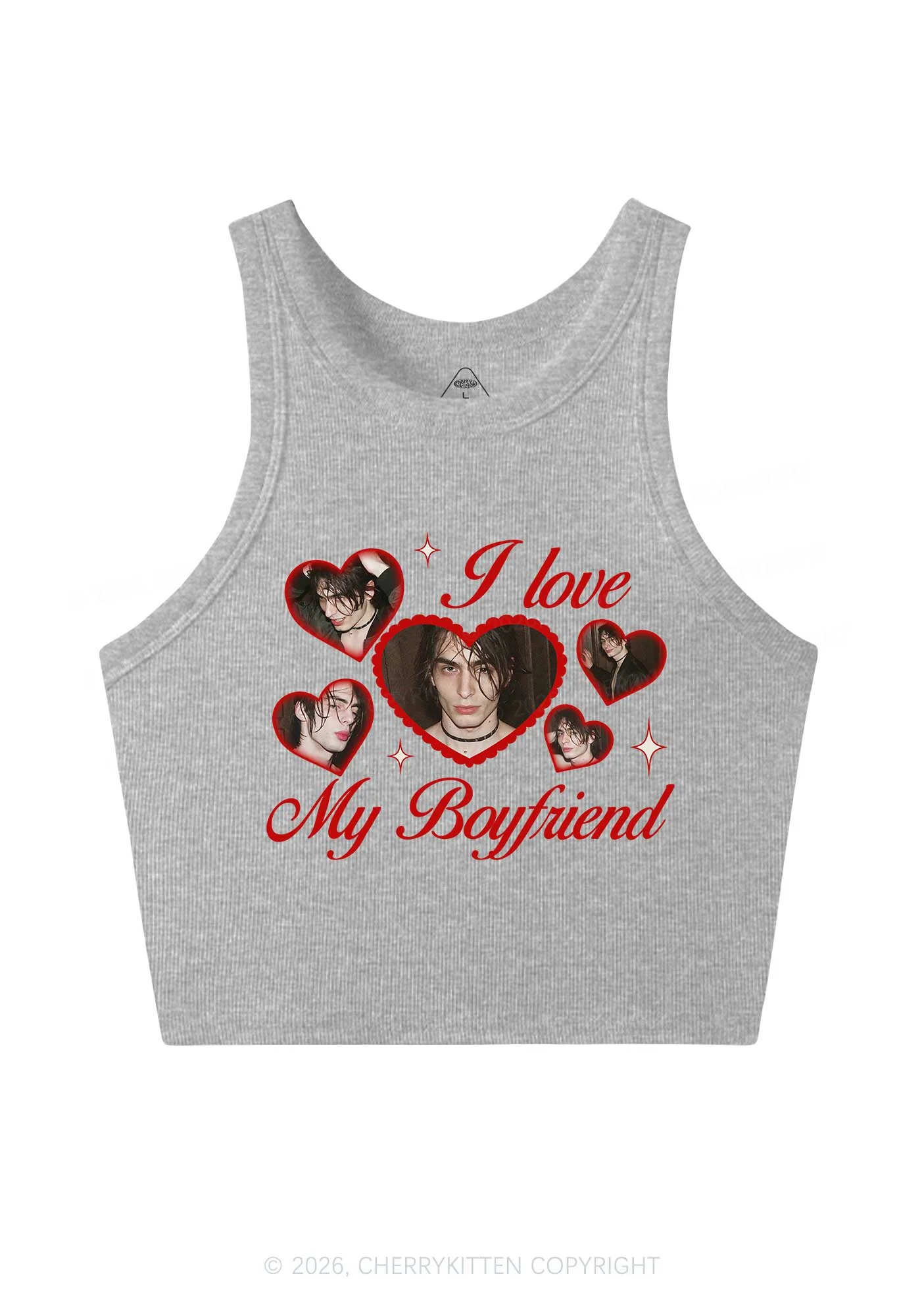 Custom Photo I Love My GF BF Valentine's Day Y2K Crop Tank Top Cherrykitten - Image 4
